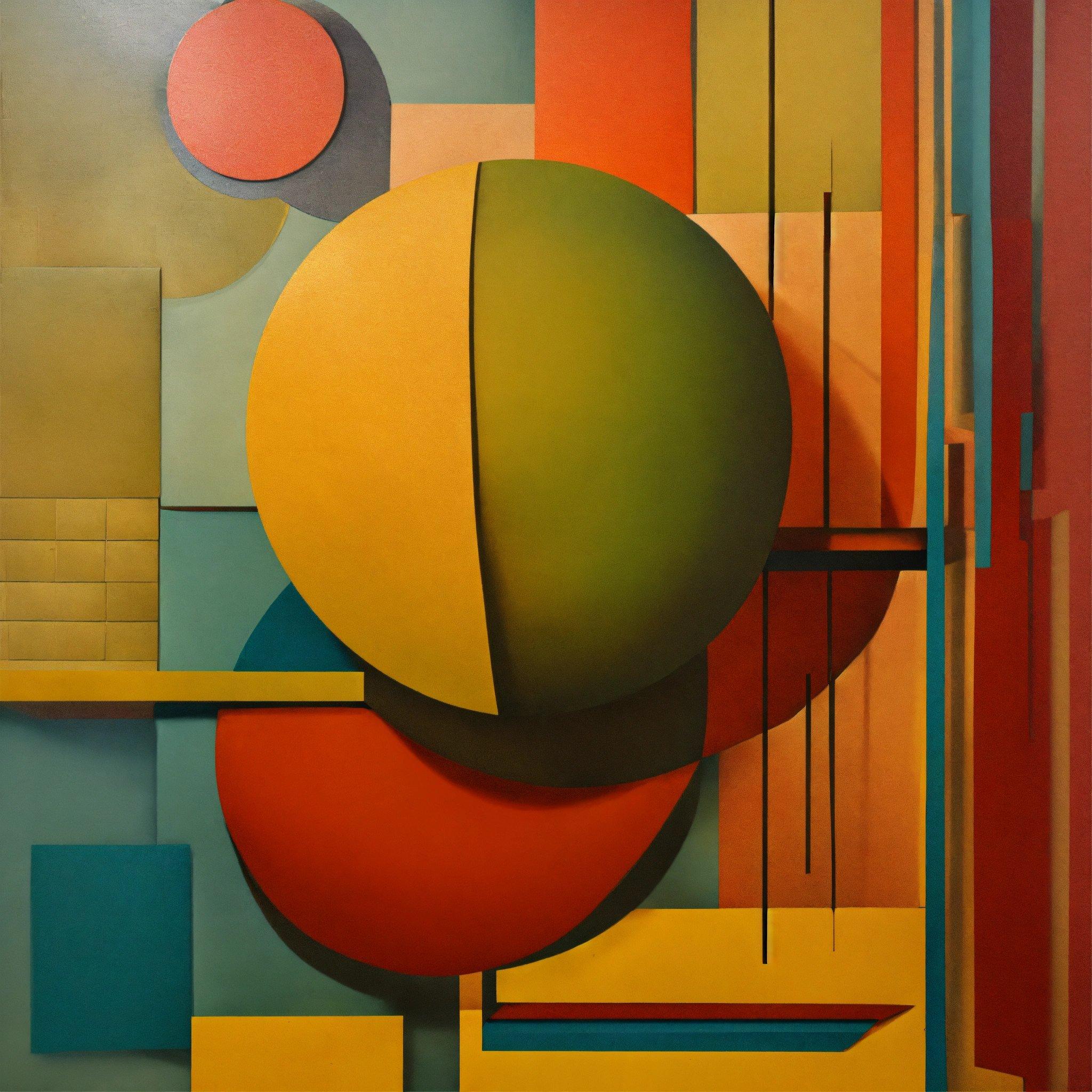 A Painting Of A Sphere And Other Shapes