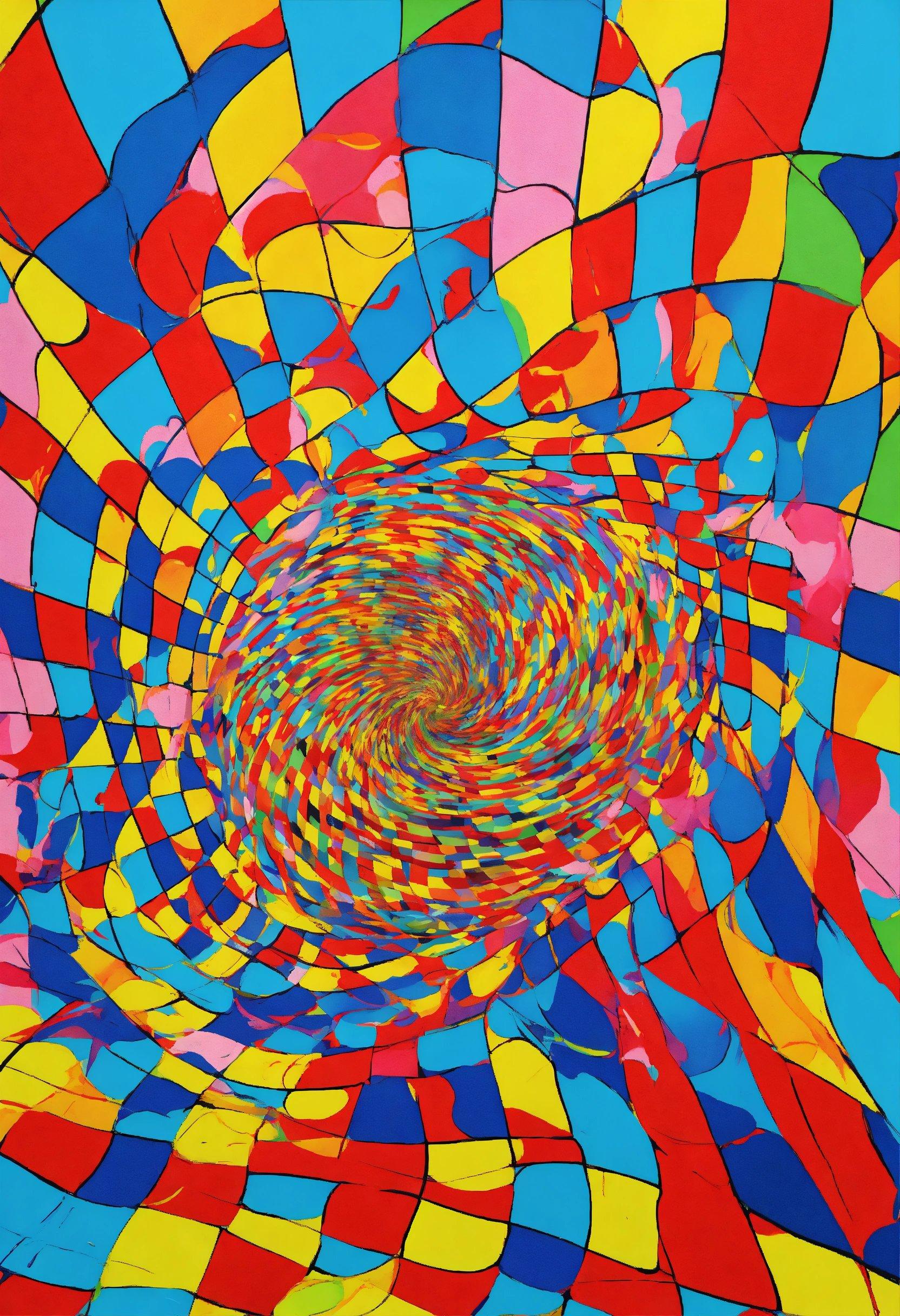 A Painting Of A Spiral Design In Multicolors