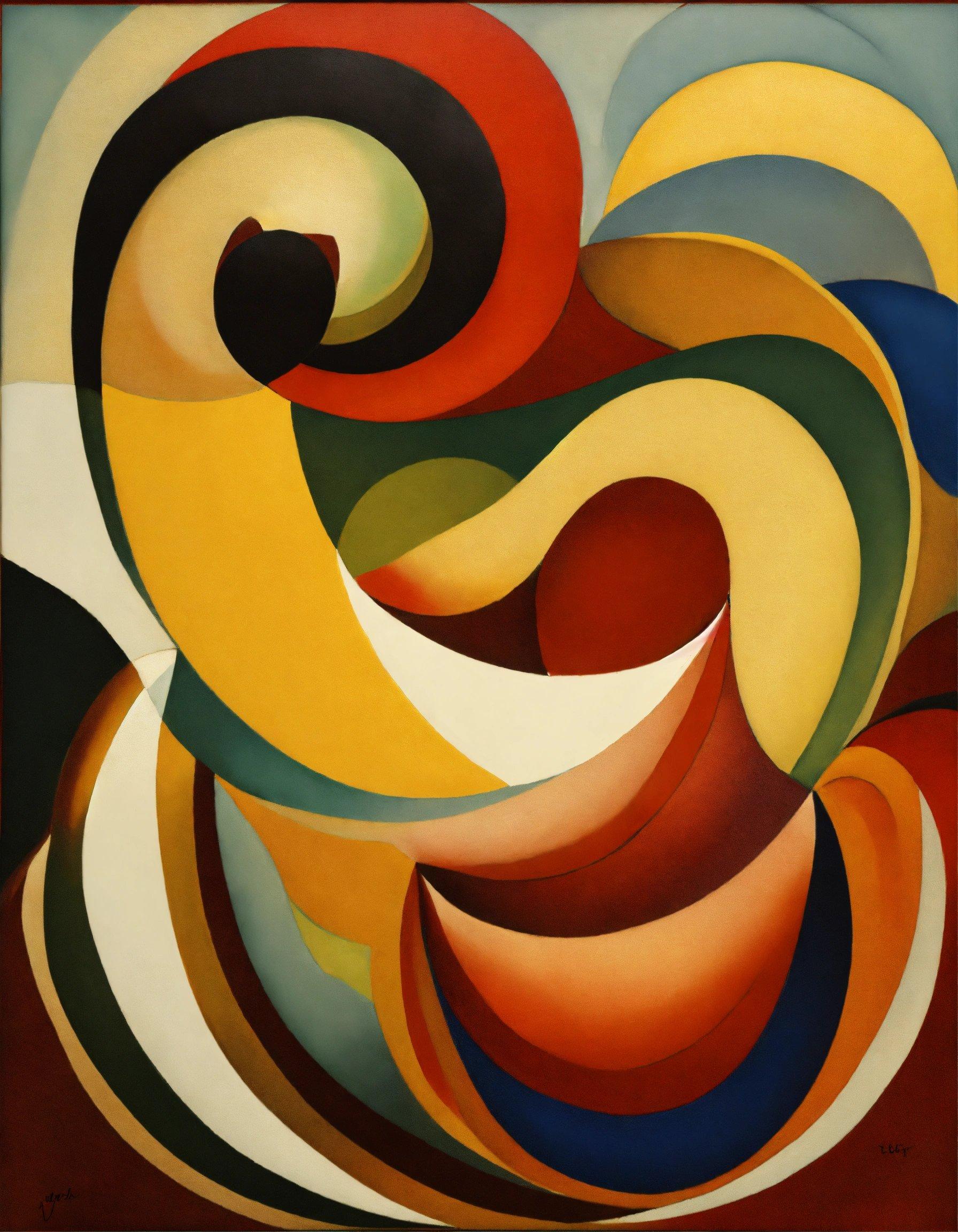 A Painting Of A Spiral Design In Red, Yellow, Blue, And Green