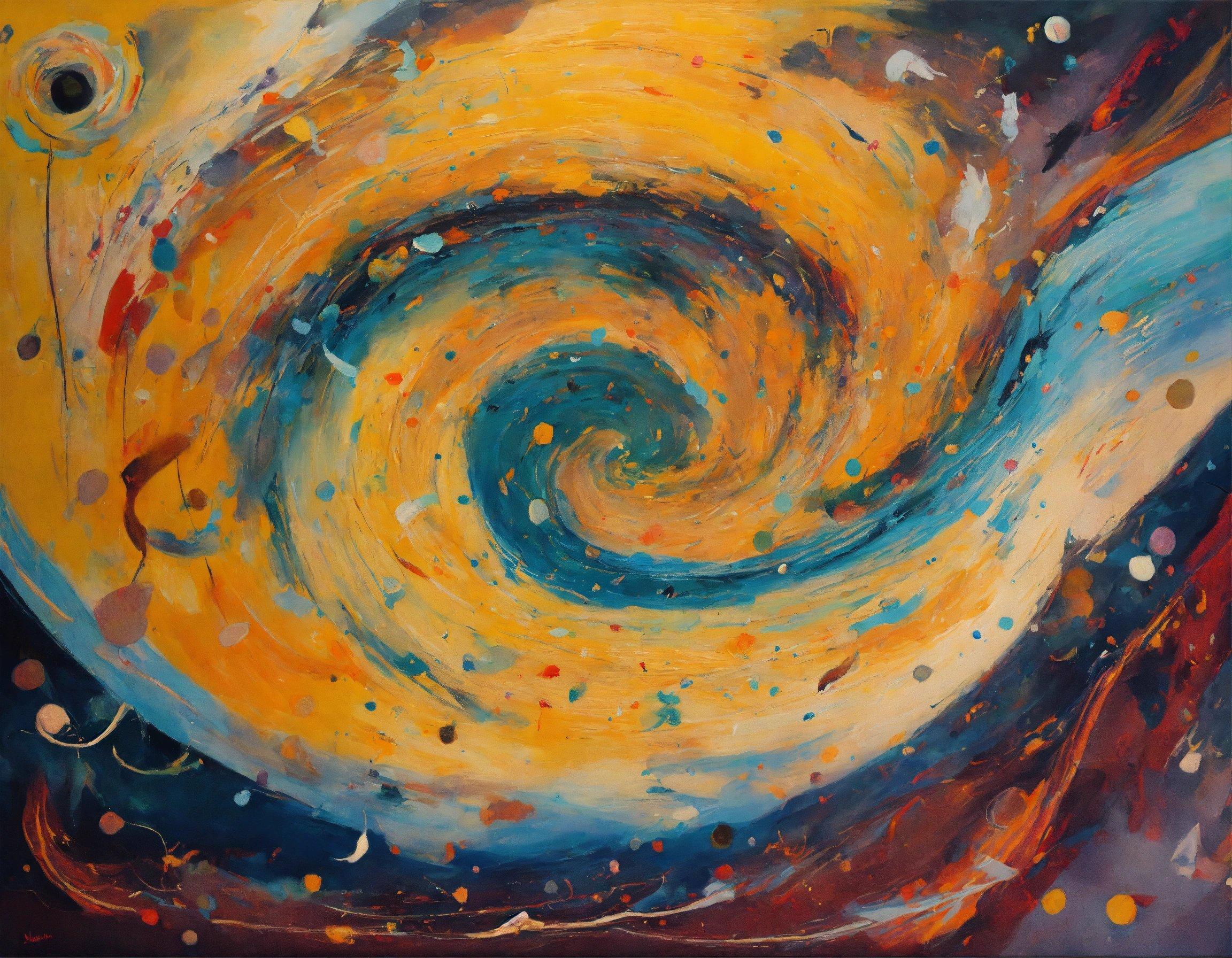 A Painting Of A Swirl In Yellow And Blue