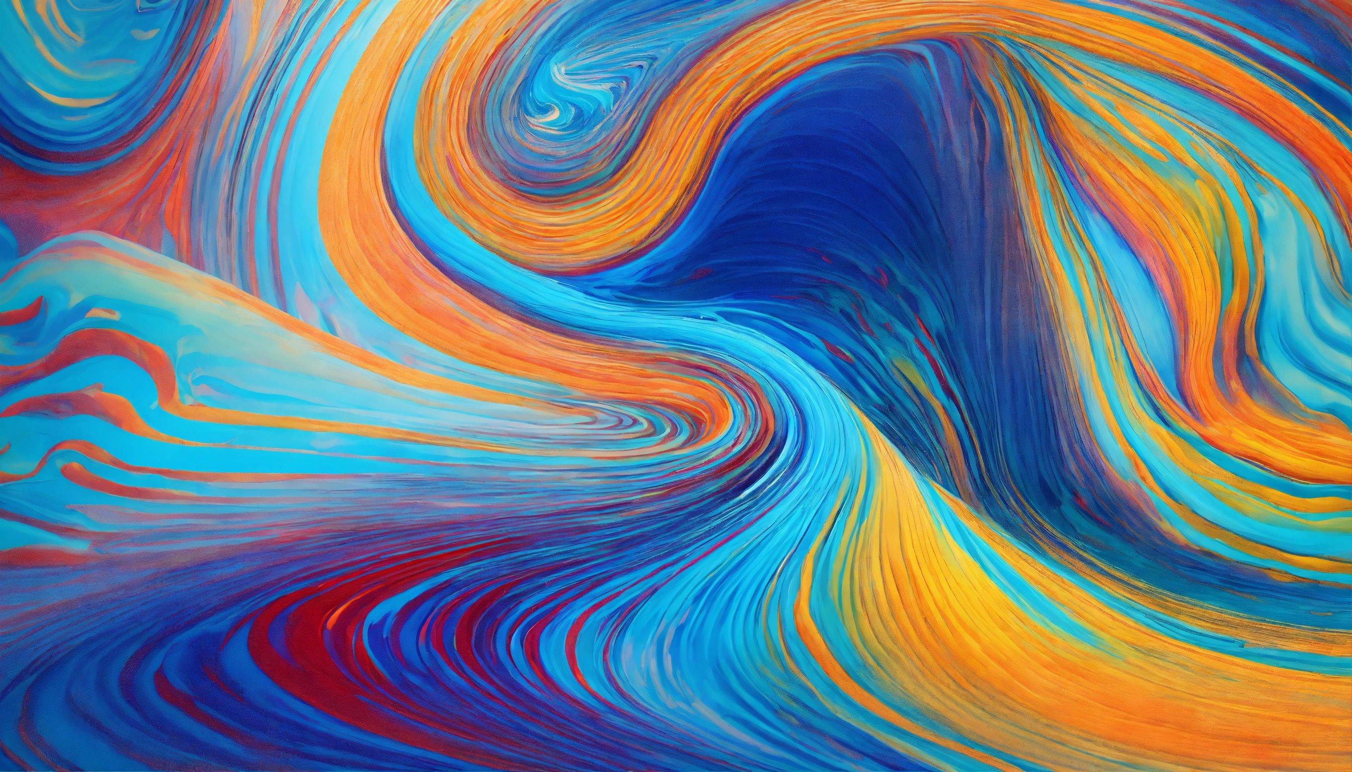 A Painting Of A Swirl Of Blue, Orange, And Yellow