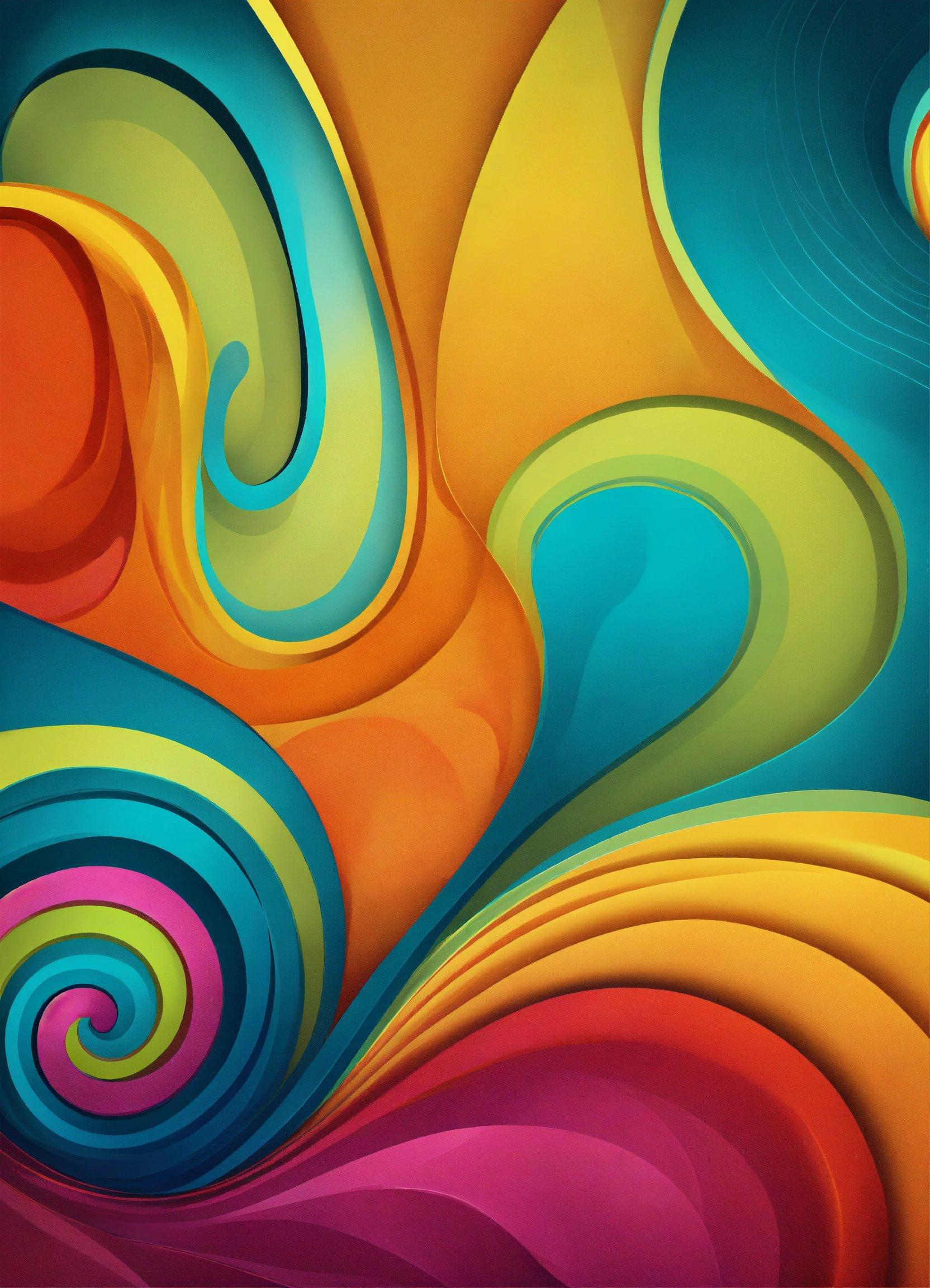 A Painting Of A Swirly Design On A Blue Background