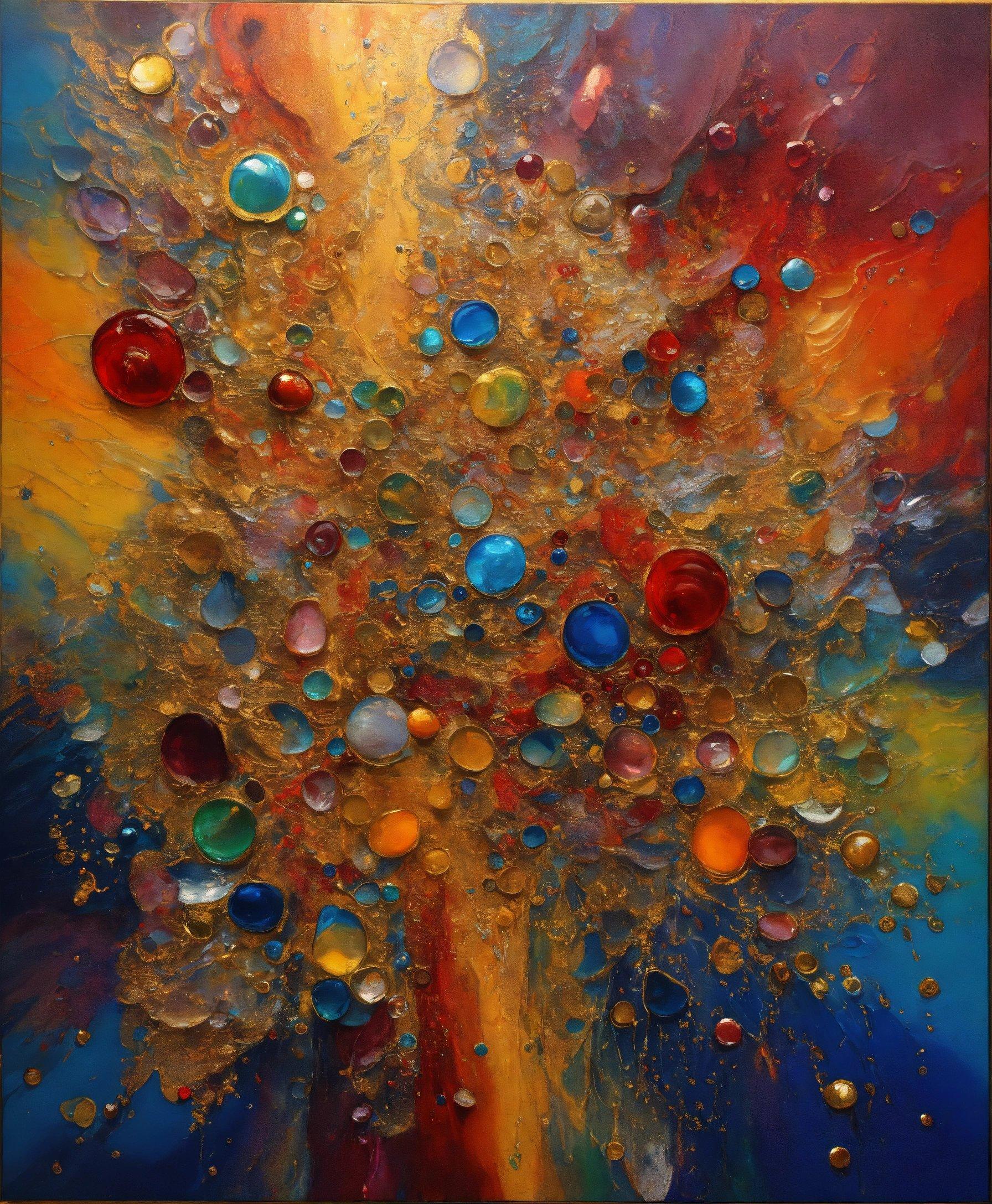 A Painting Of A Tree With Lots Of Bubbles