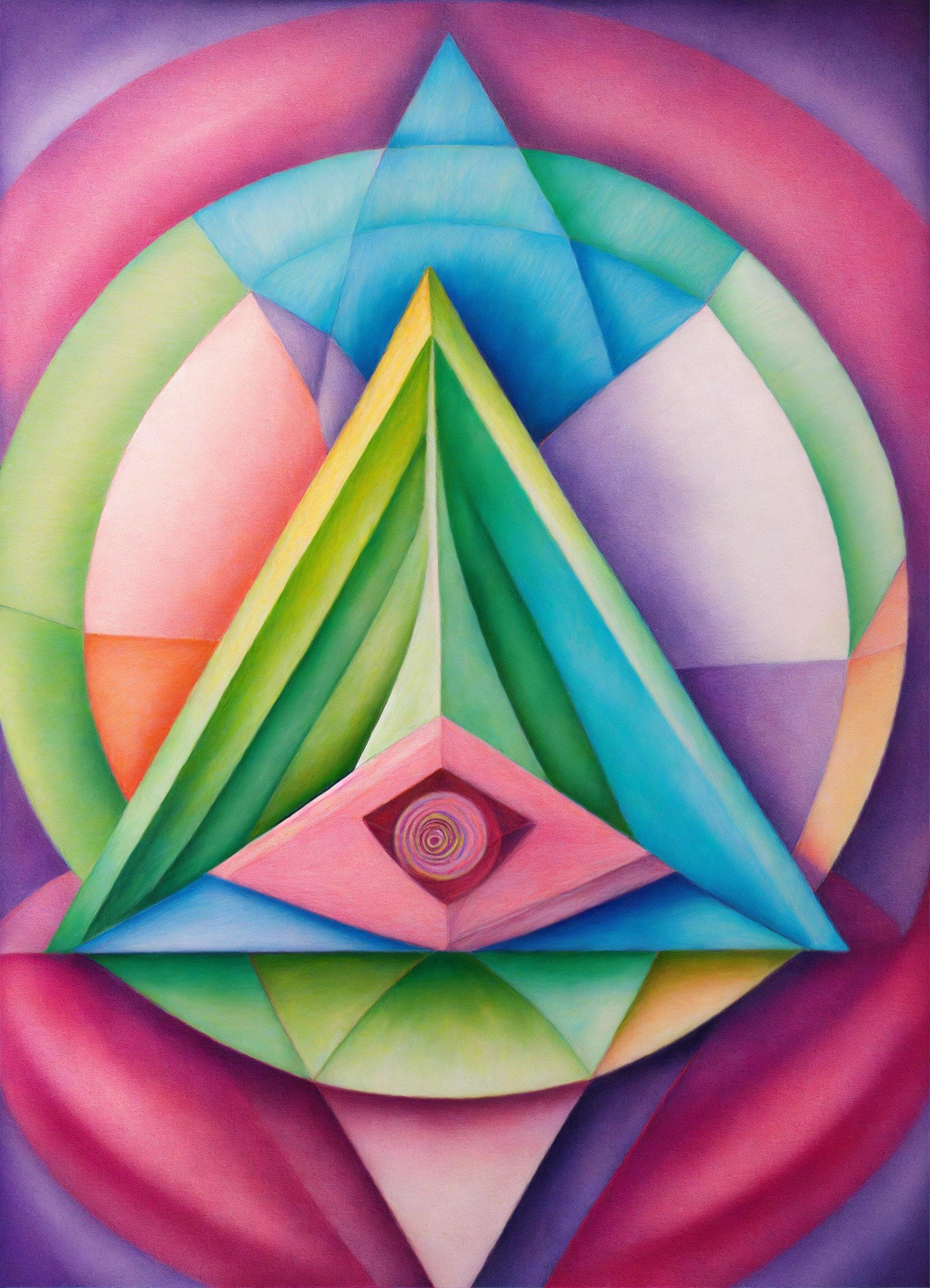 A Painting Of A Triangle And A Circle