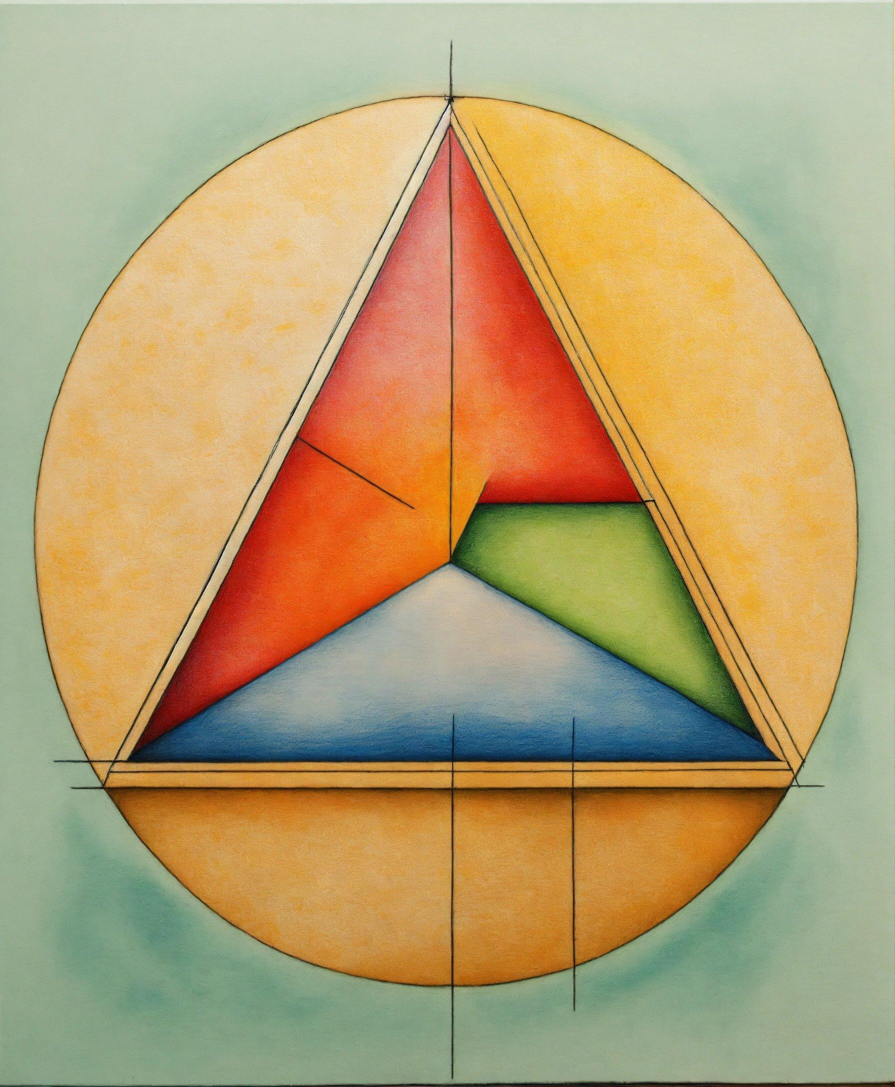 A Painting Of A Triangle In A Circle