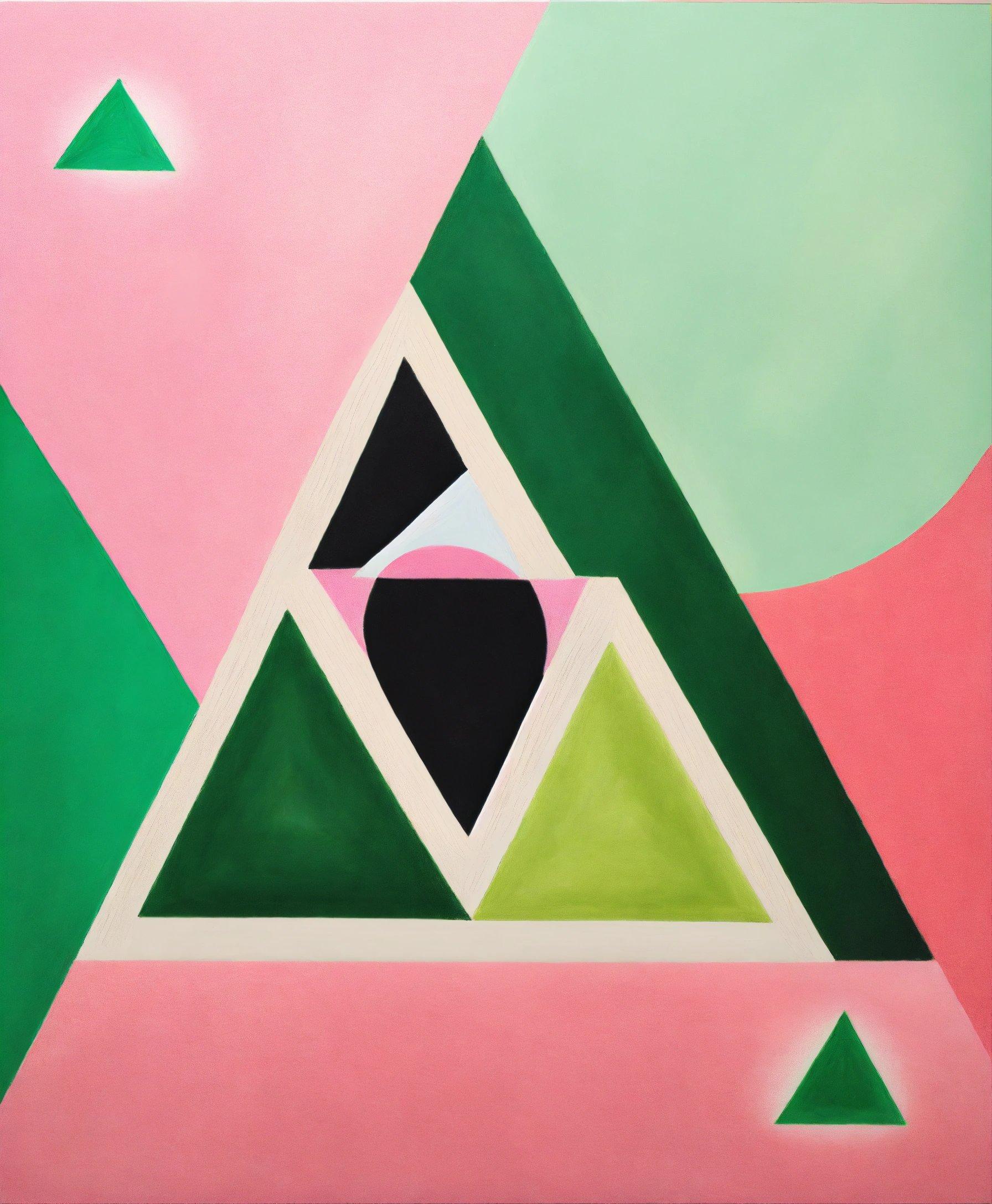 A Painting Of A Triangle On A Pink Background