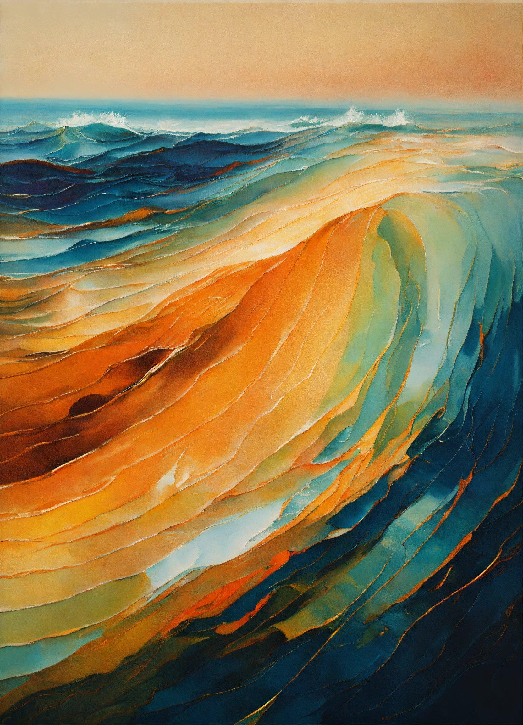 A Painting Of A Wave In The Ocean