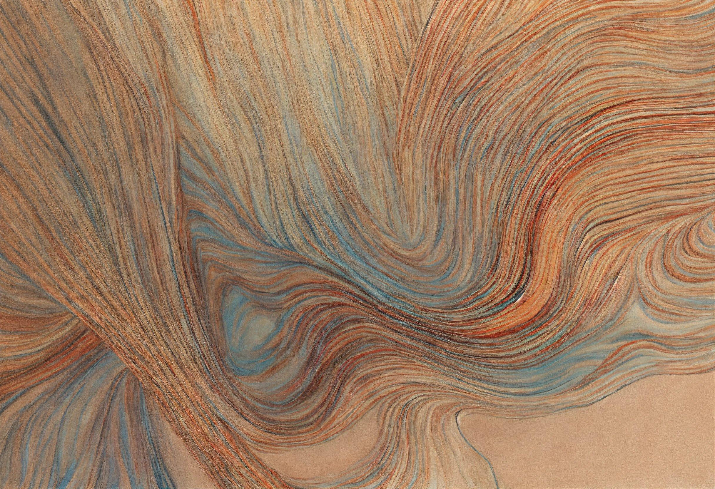 A Painting Of A Wavy Pattern On A Wall