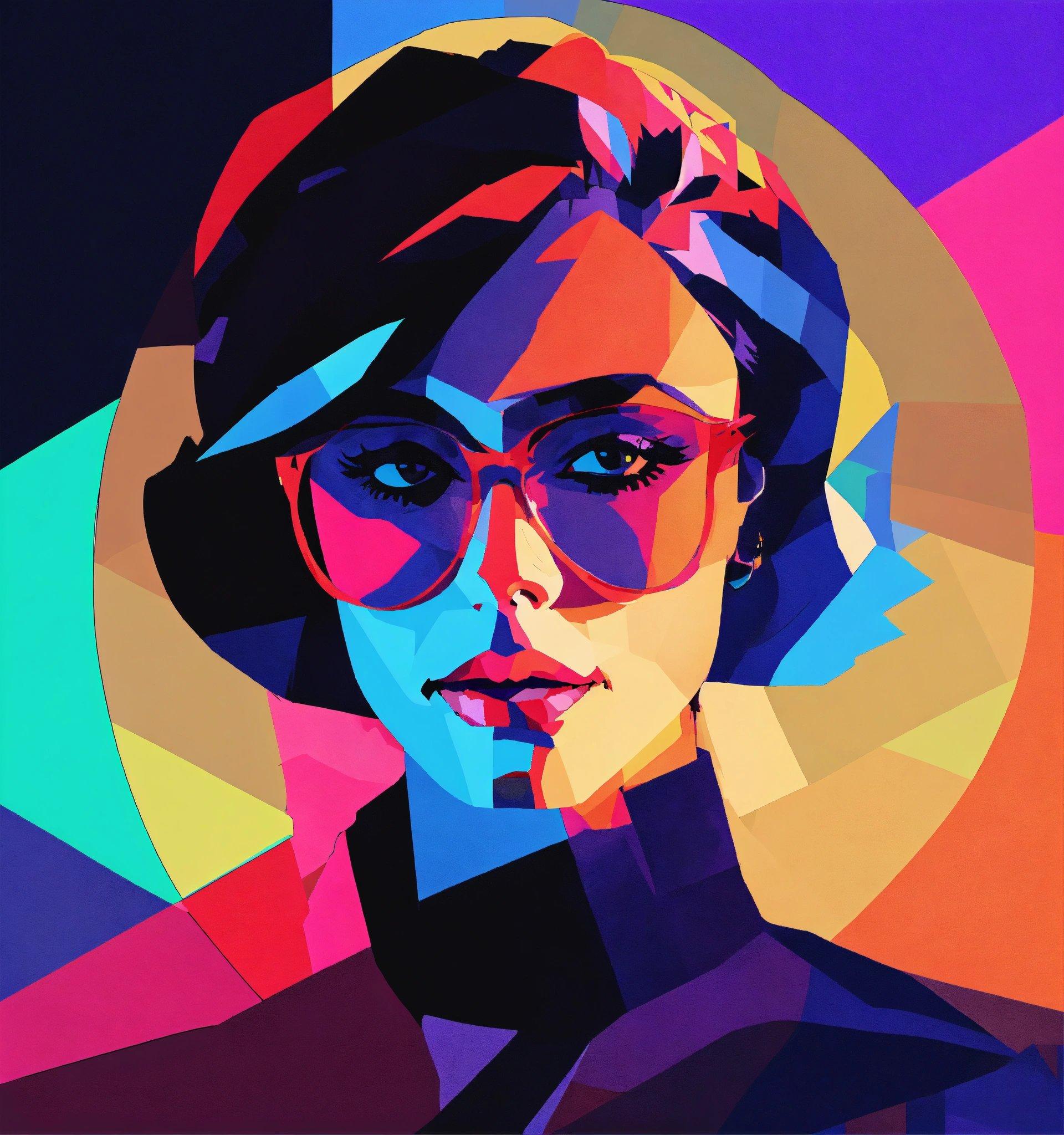 A Painting Of A Woman With Glasses On