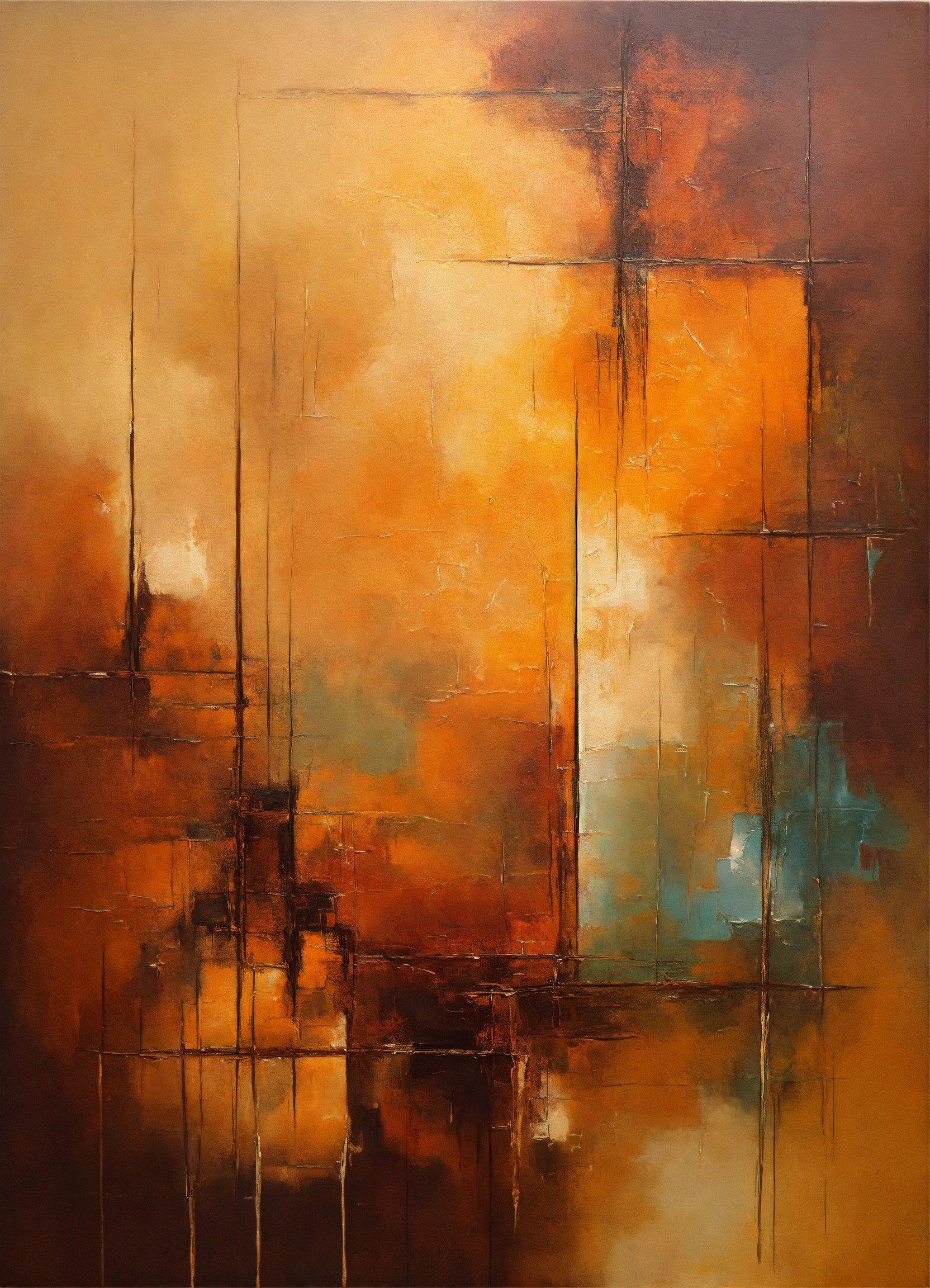 A Painting Of A Yellow And Brown Abstract Painting