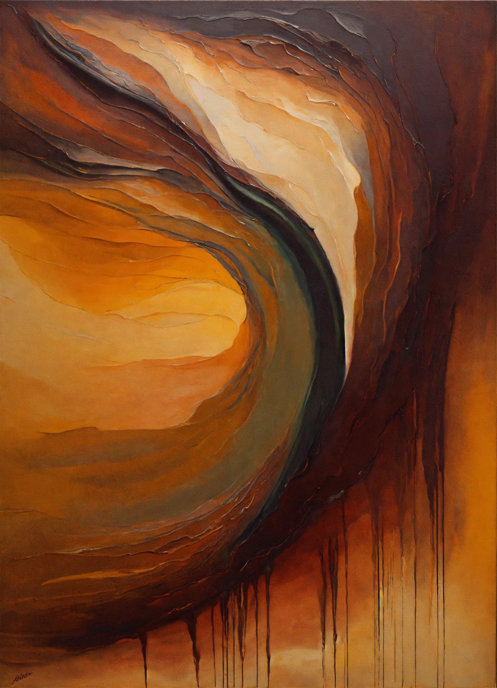 A Painting Of A Yellow And Brown Swirl