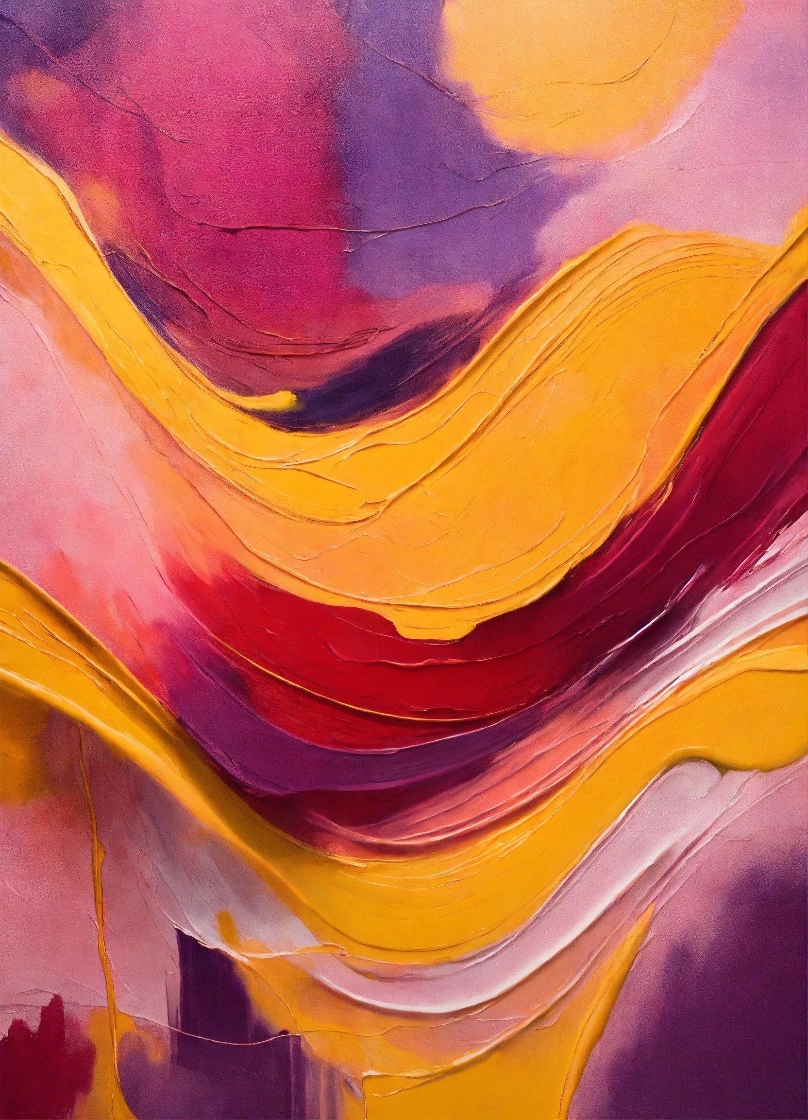 A Painting Of A Yellow And Purple Wave