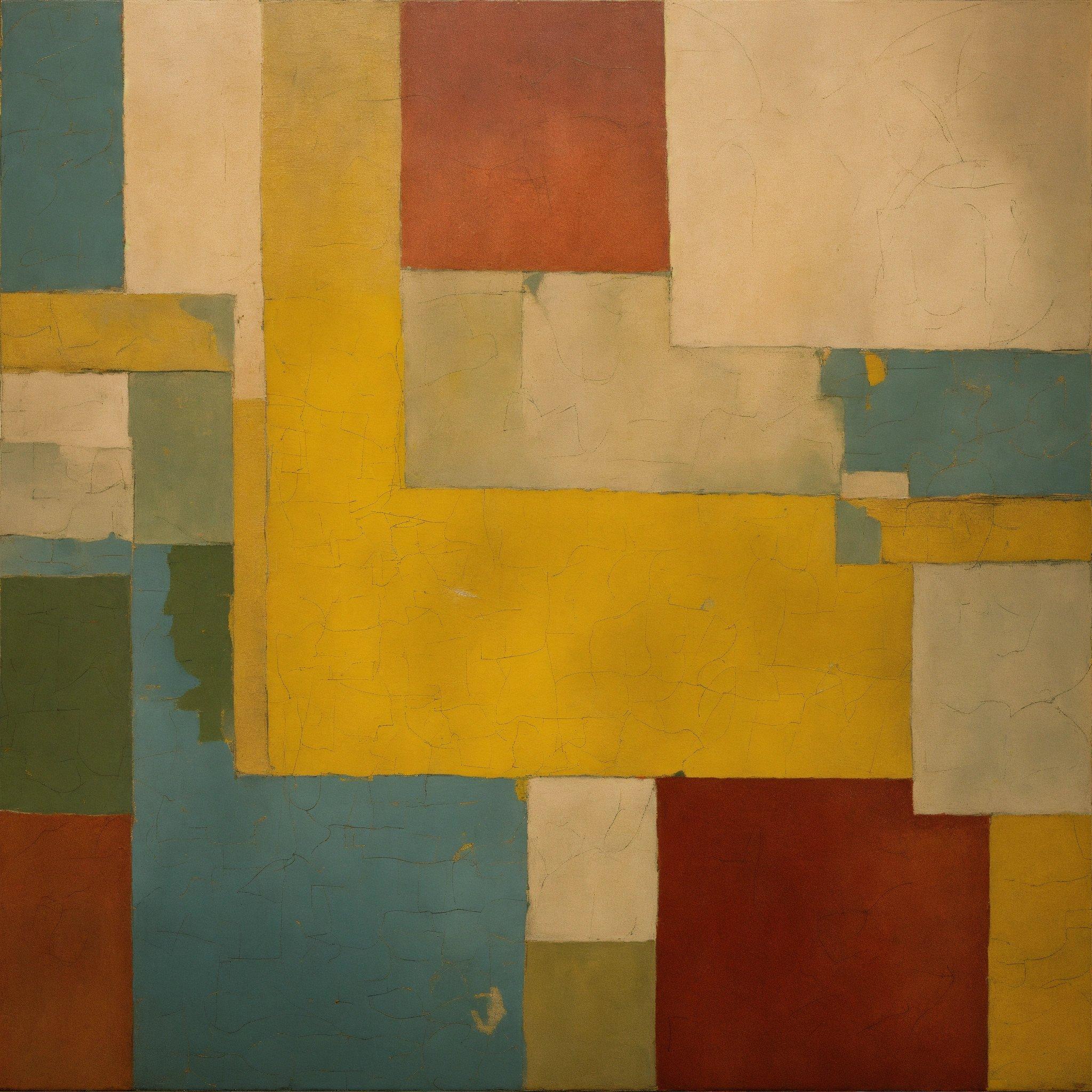 A Painting Of A Yellow, Blue, Red, And Green Rectangle