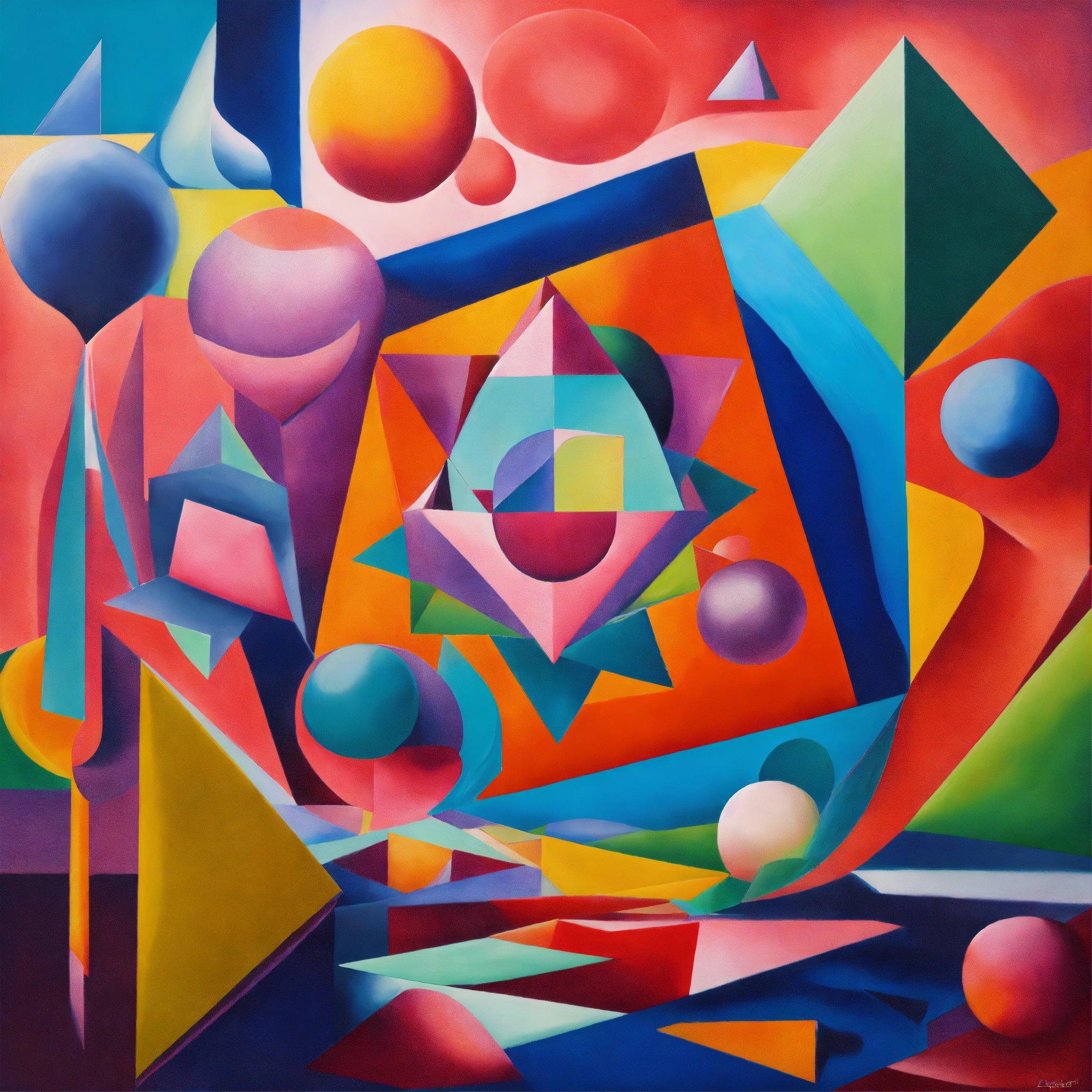 A Painting Of Abstract Shapes And Colors