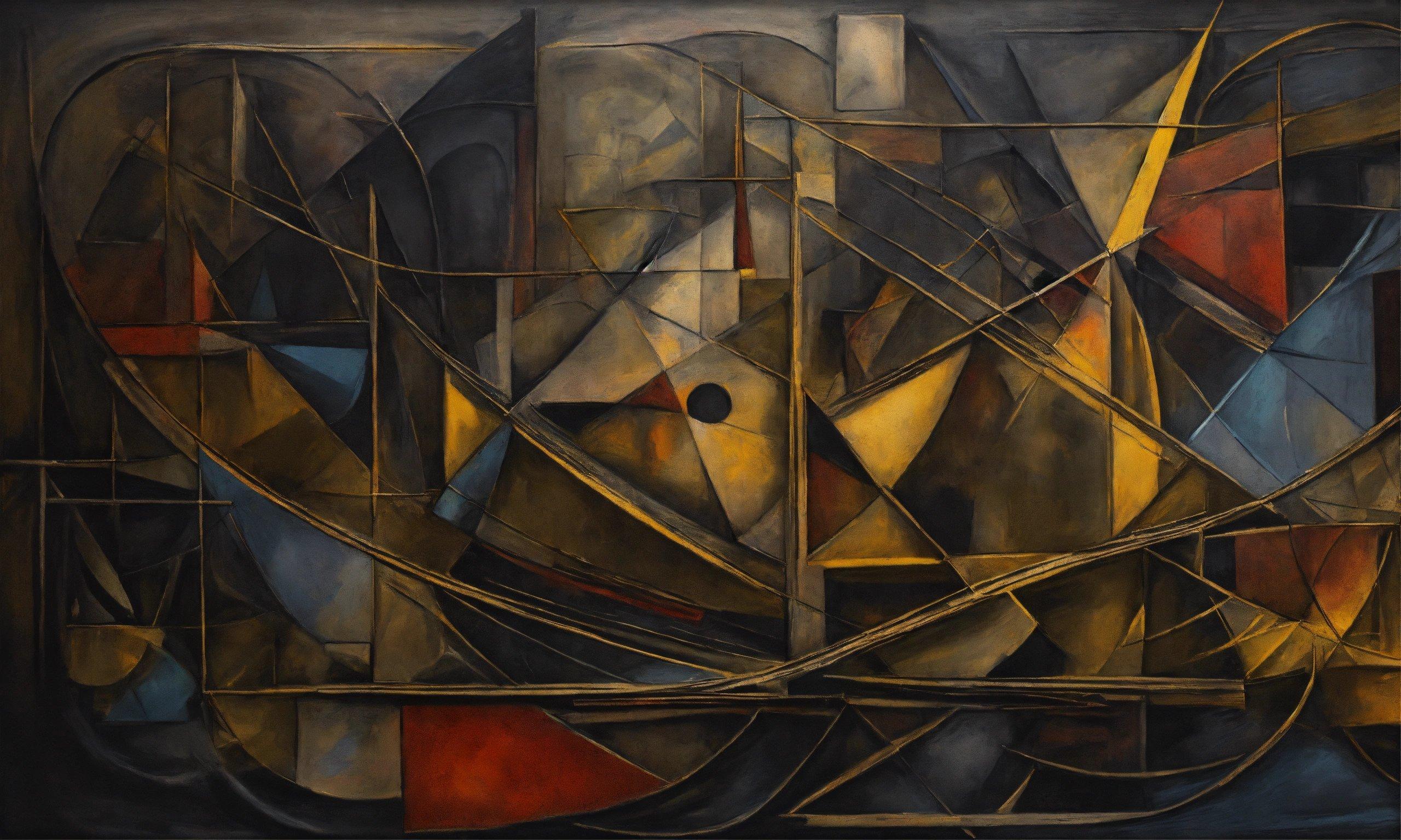 A Painting Of Abstract Shapes And Lines