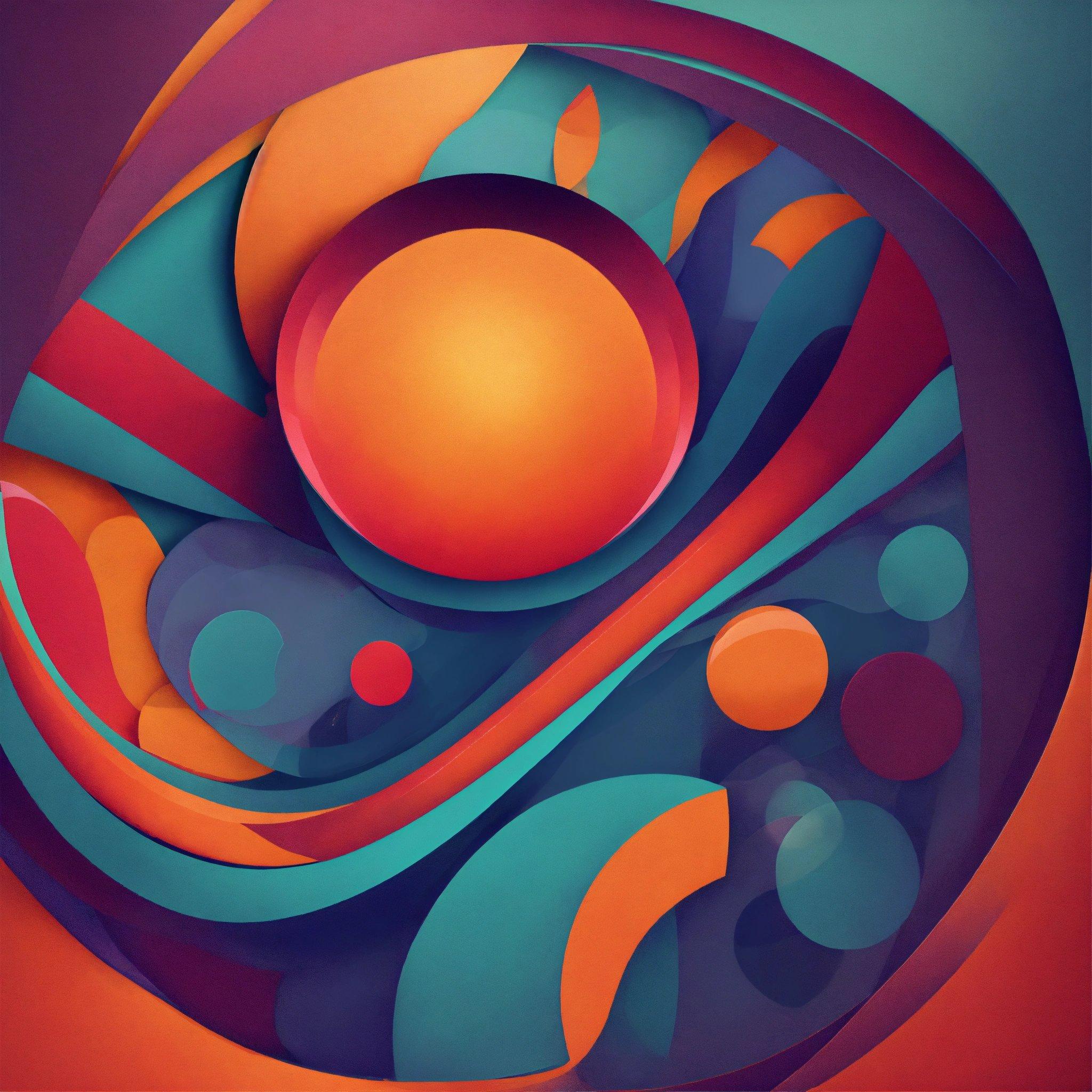 A Painting Of An Orange And Blue Sphere