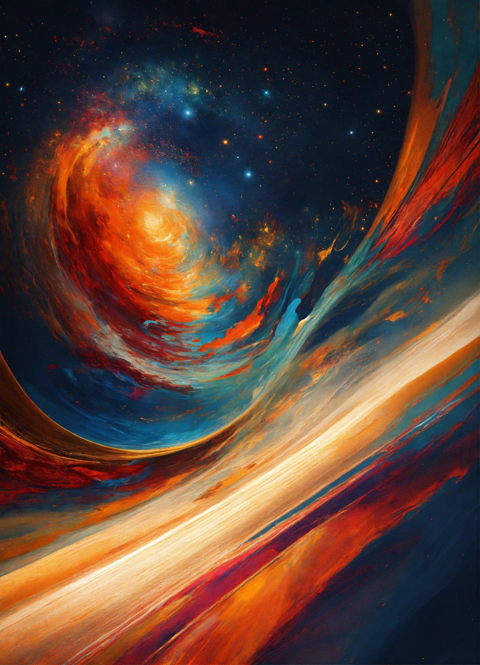 A Painting Of An Orange And Blue Swirl