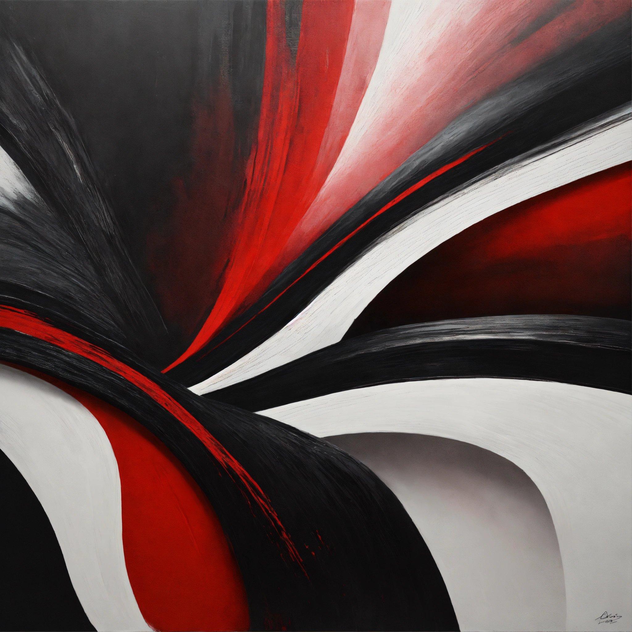 A Painting Of Black And White And Red