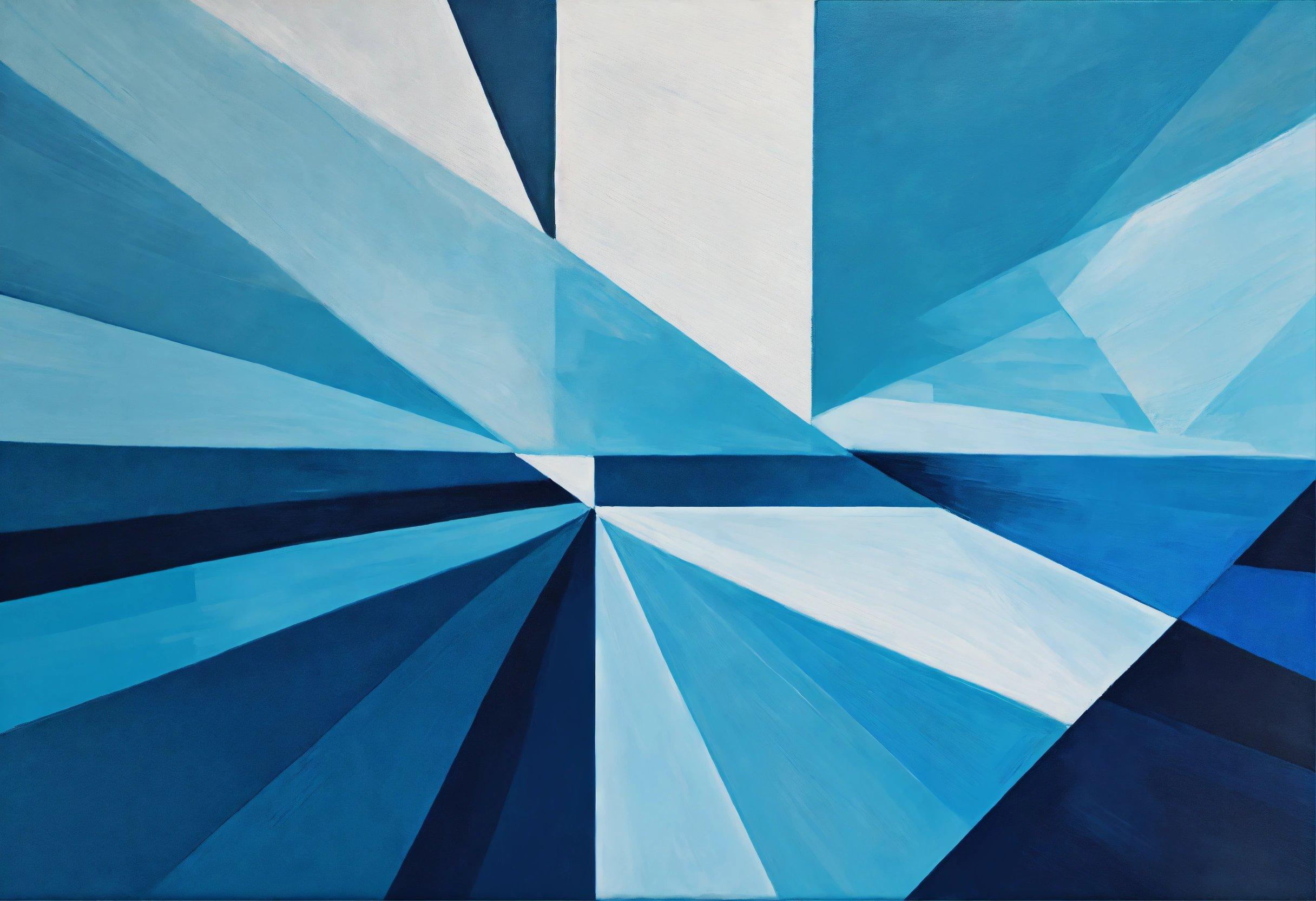 A Painting Of Blue And White Shapes