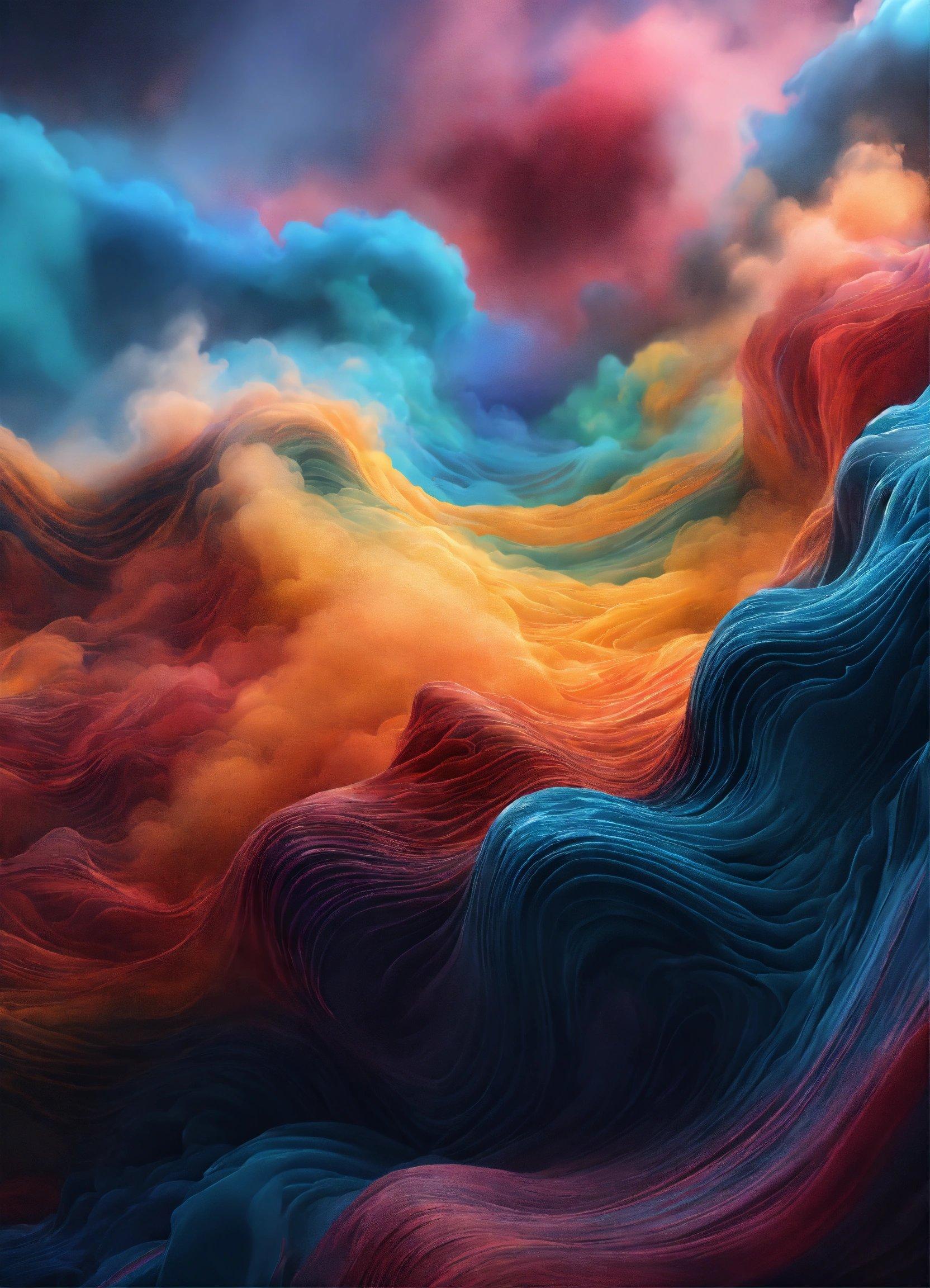 A Painting Of Colorful Clouds In The Sky