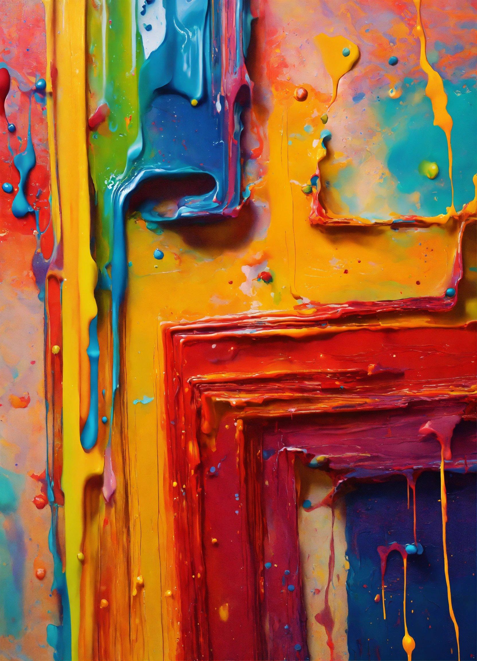 A Painting Of Colorful Paint On A Wall