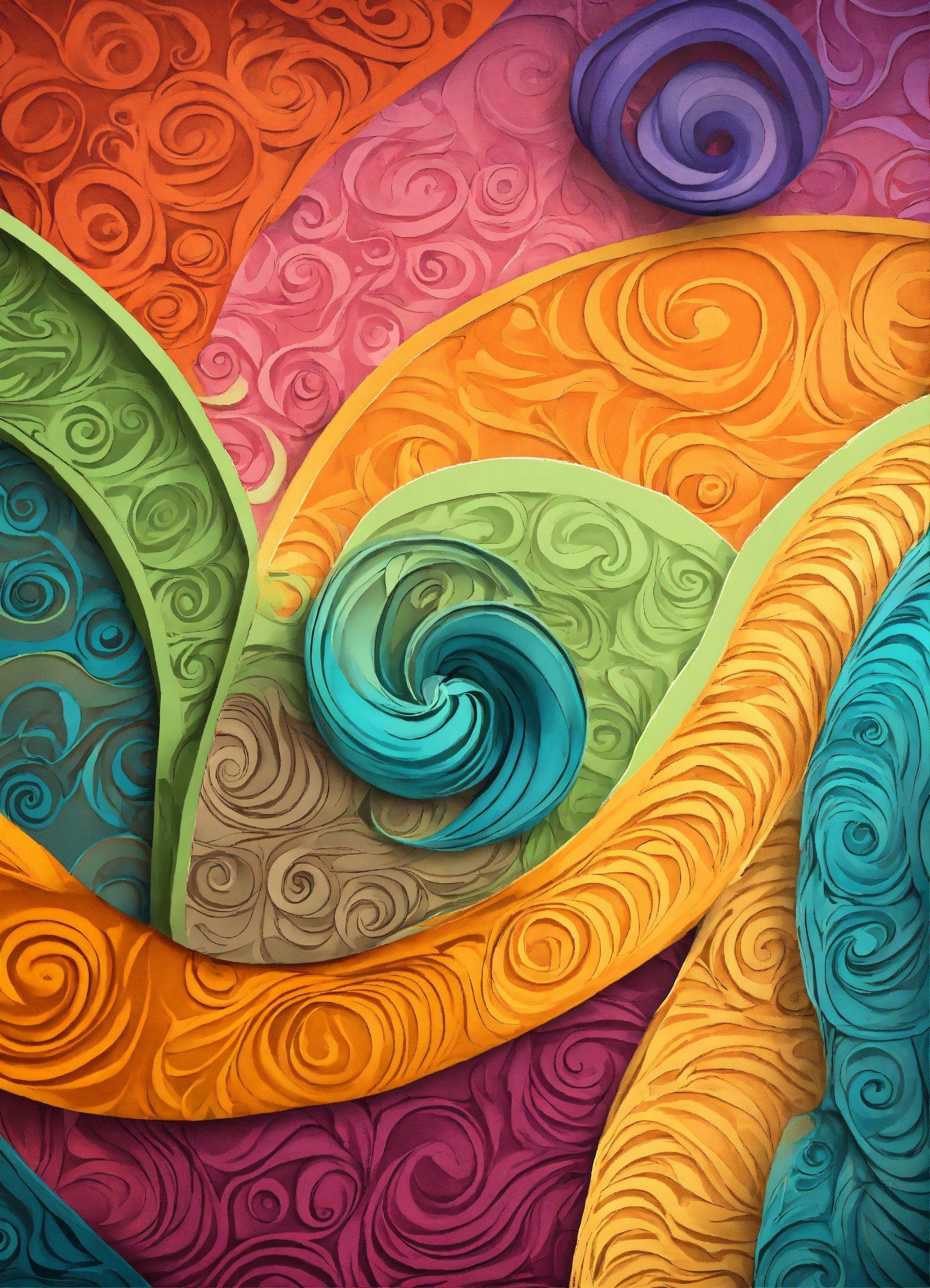 A Painting Of Colorful Swirls On A Wall