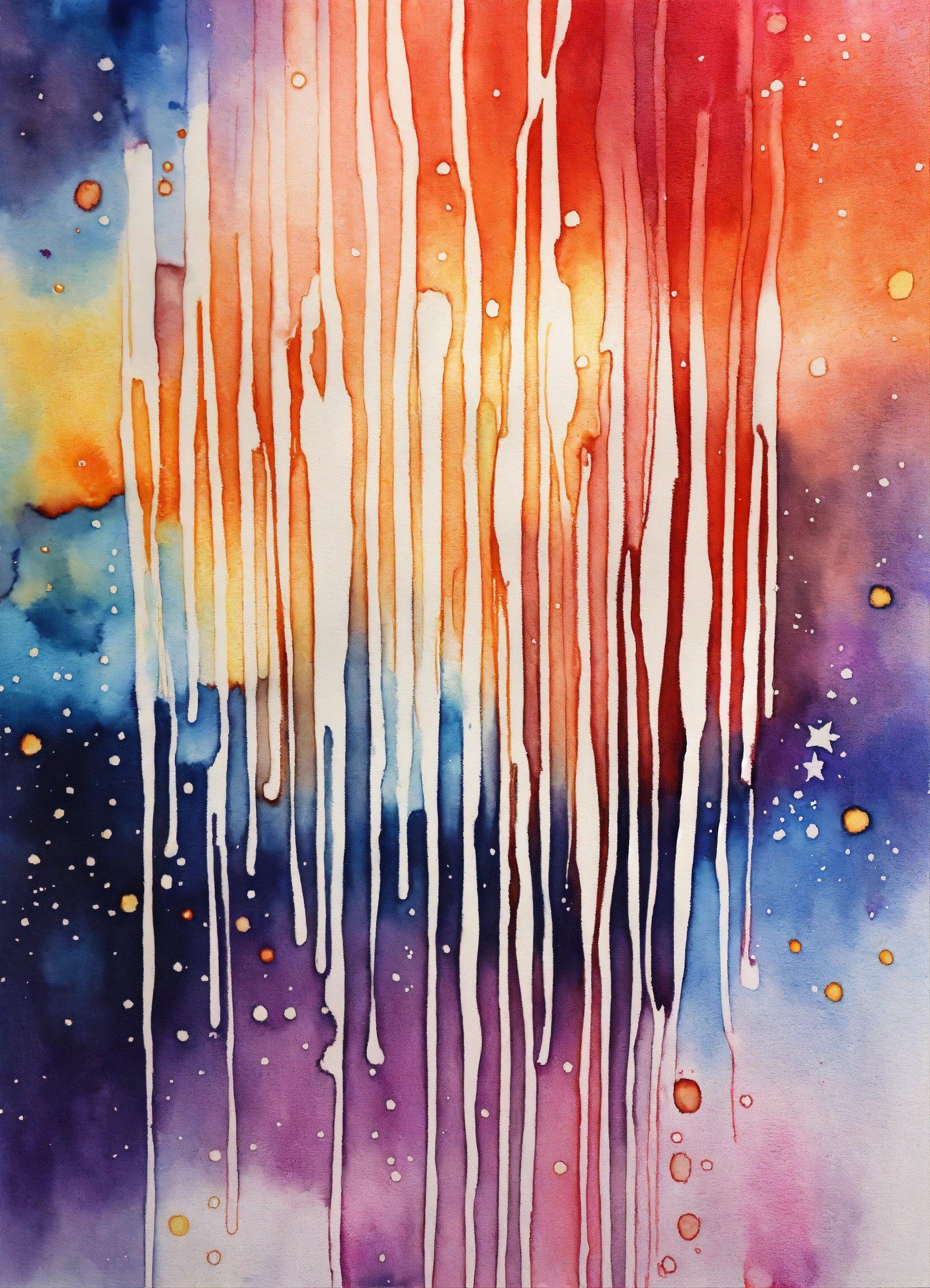 A Painting Of Dripping Paint On A Colorful Background