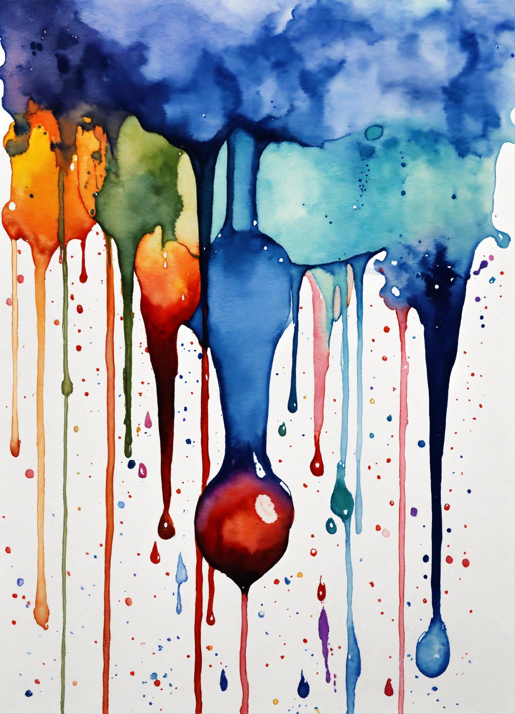 A Painting Of Dripping Paint On A White Background