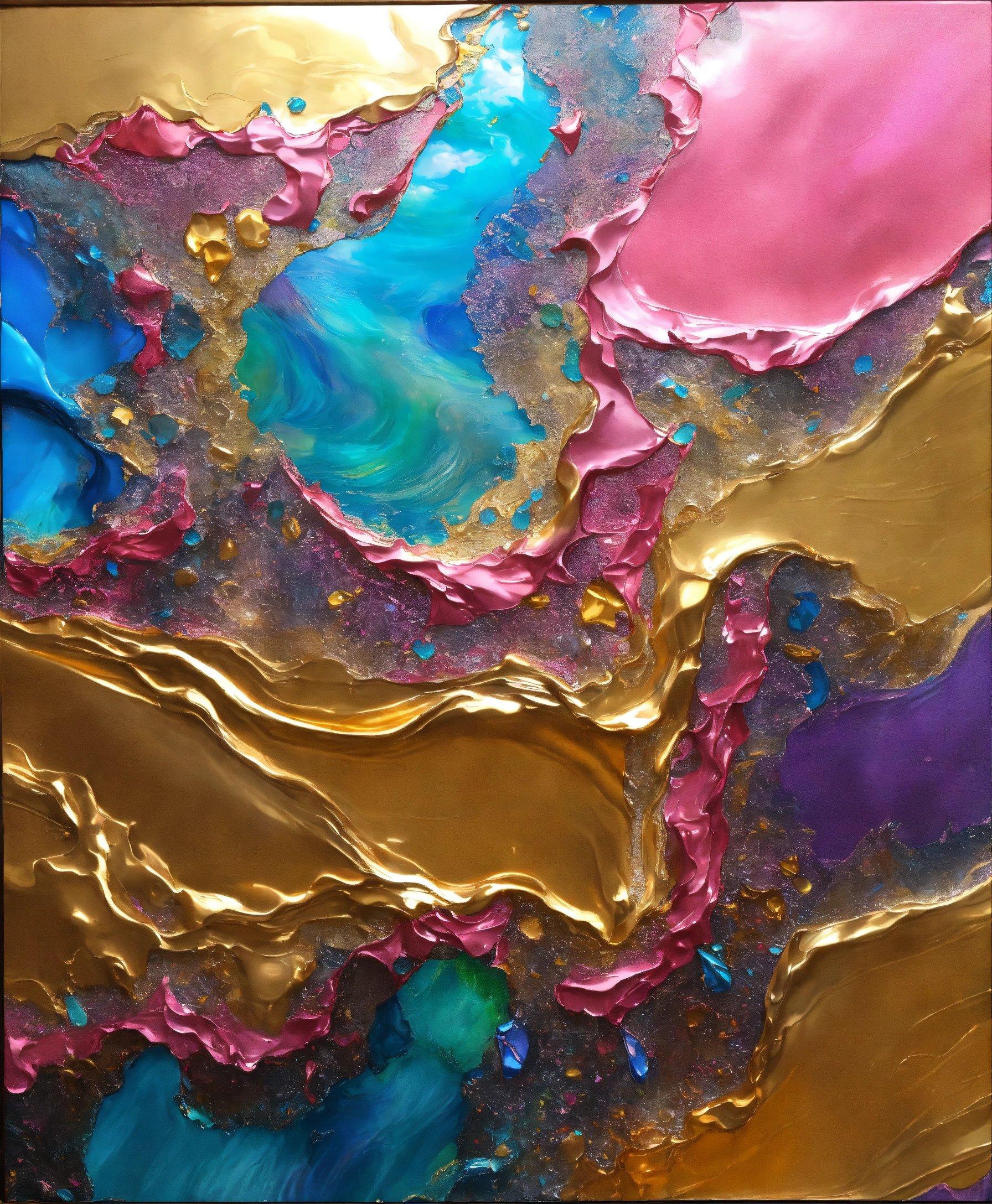 A Painting Of Gold, Purple, And Blue