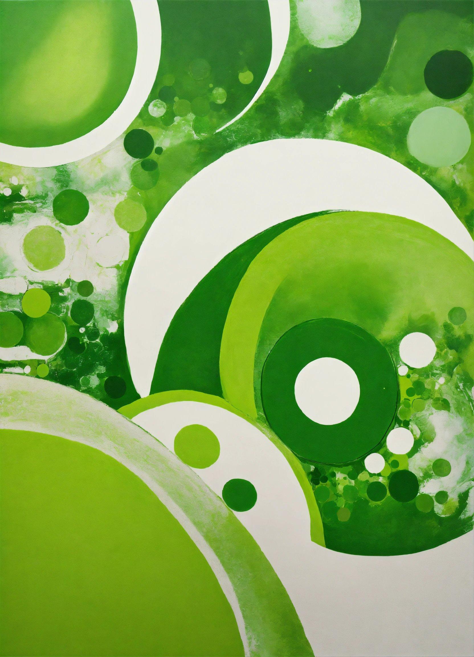 A Painting Of Green And White Circles