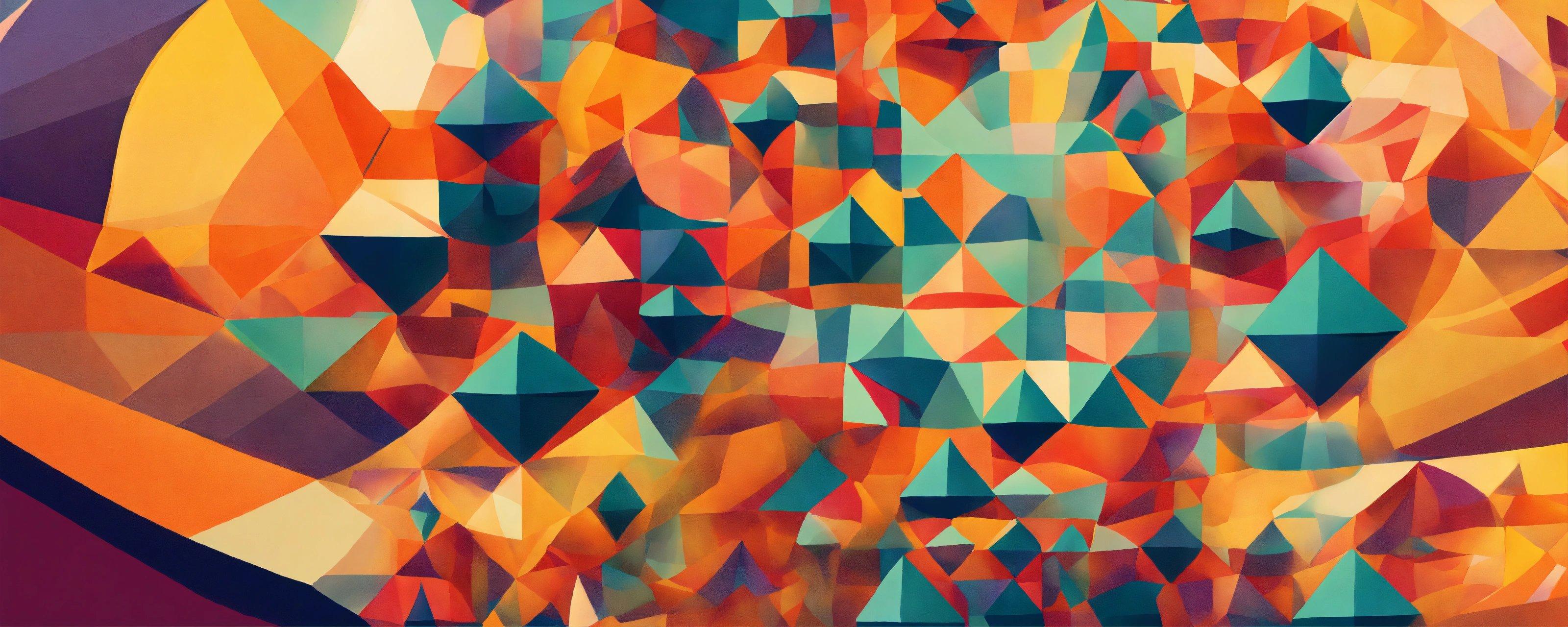 A Painting Of Many Different Colored Shapes