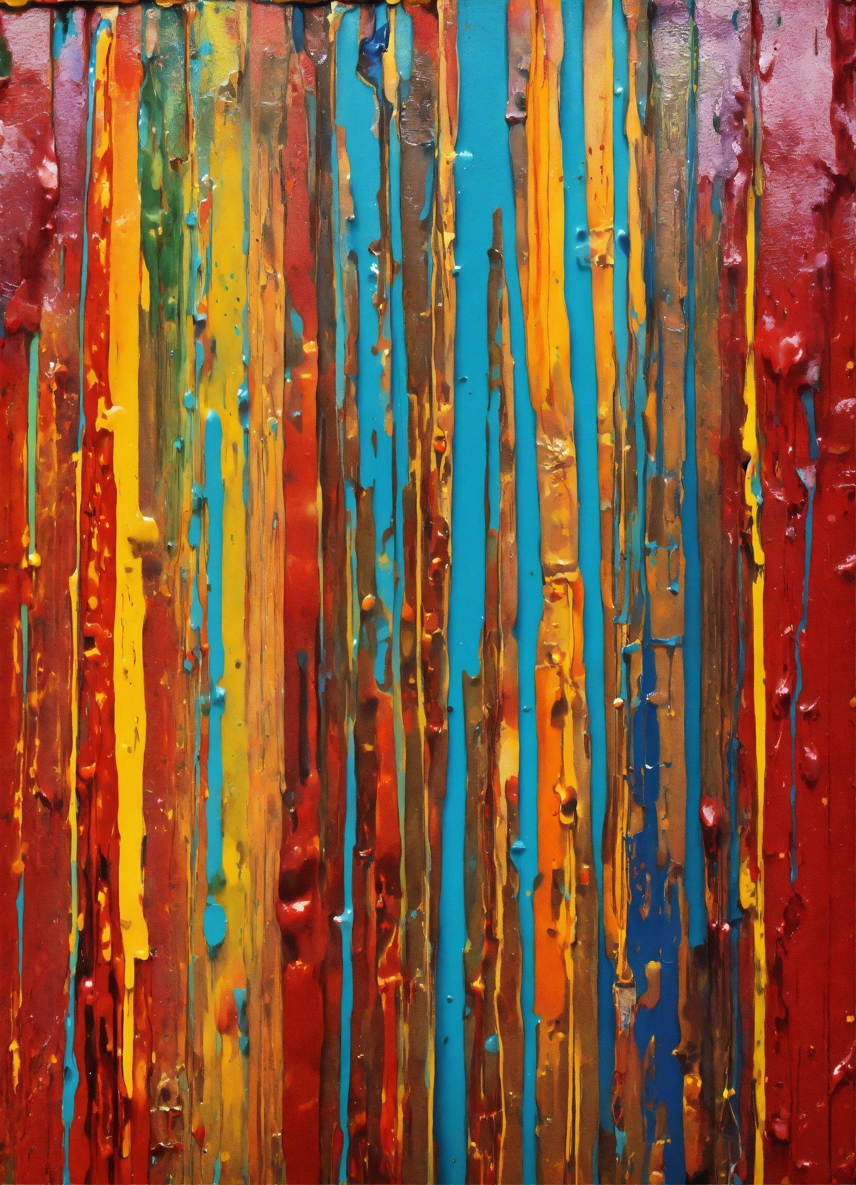 A Painting Of Multicolored Lines Of Paint