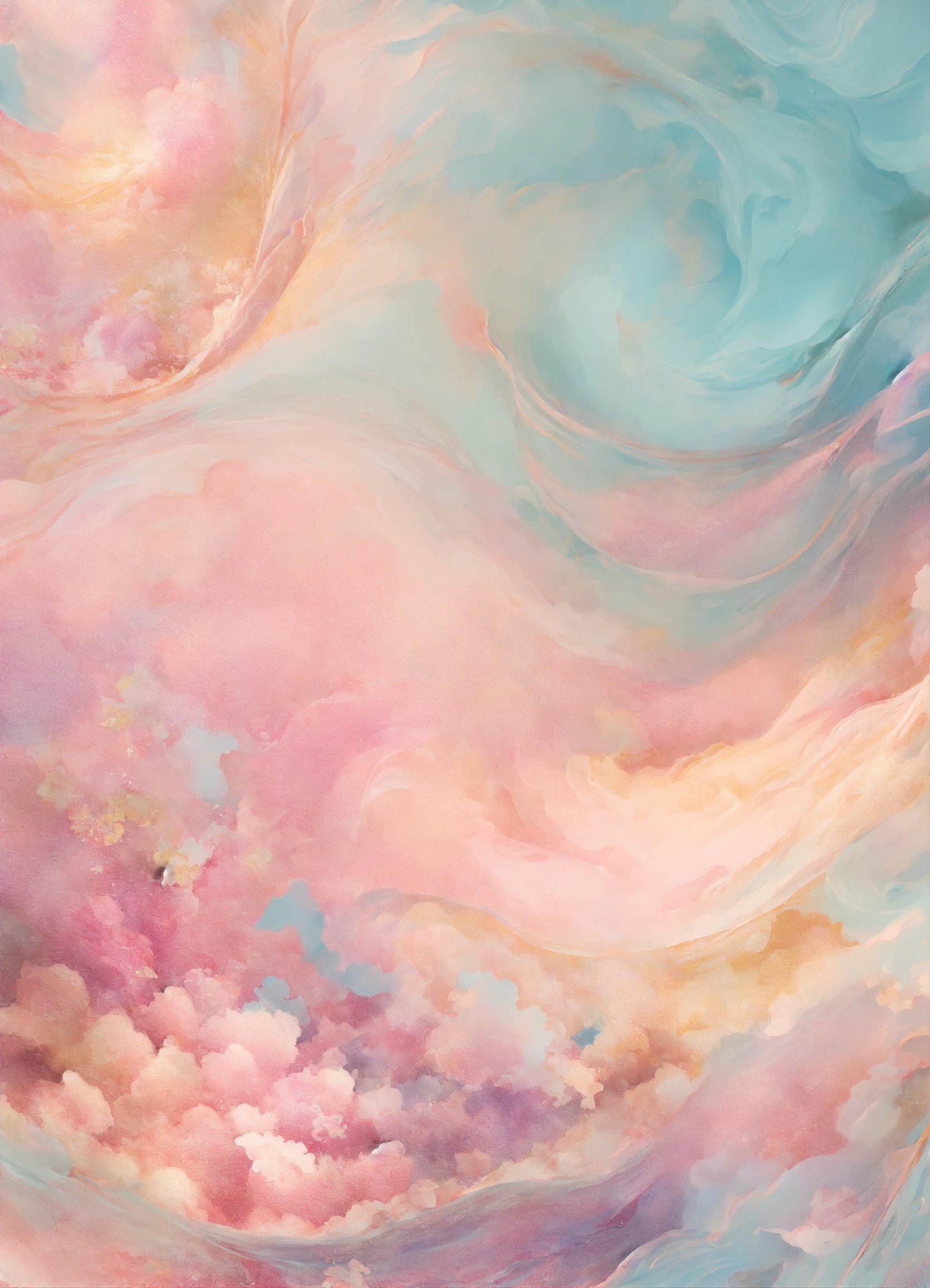 A Painting Of Pink And Blue Clouds In The Sky