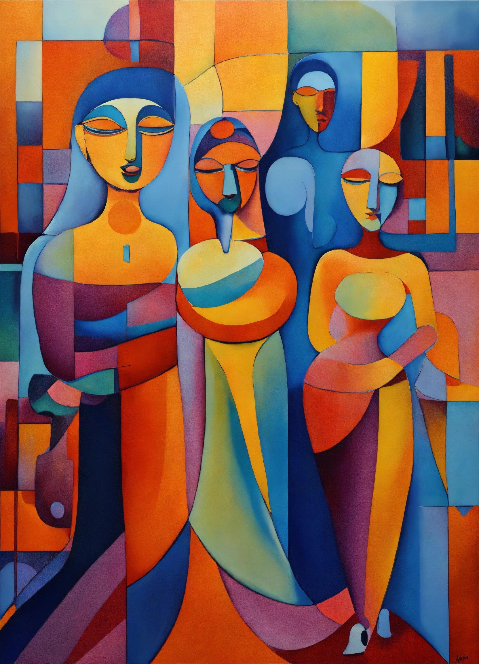 A Painting Of Three Women And A Baby