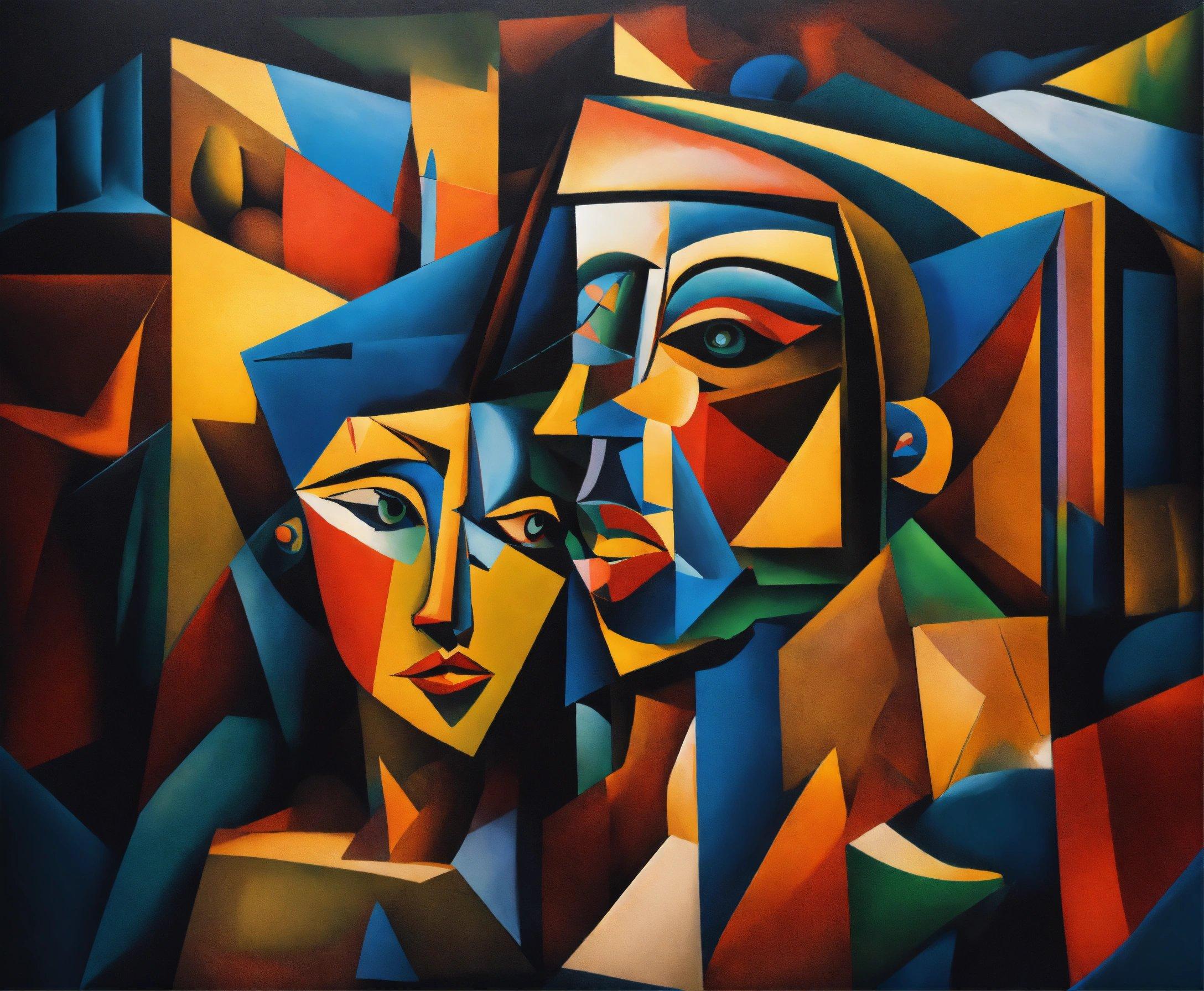 A Painting Of Two People With Different Colors