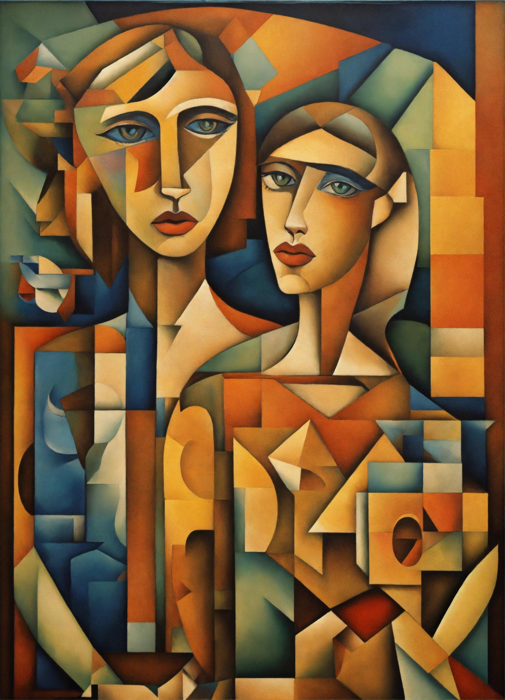 A Painting Of Two Women With Blue Eyes