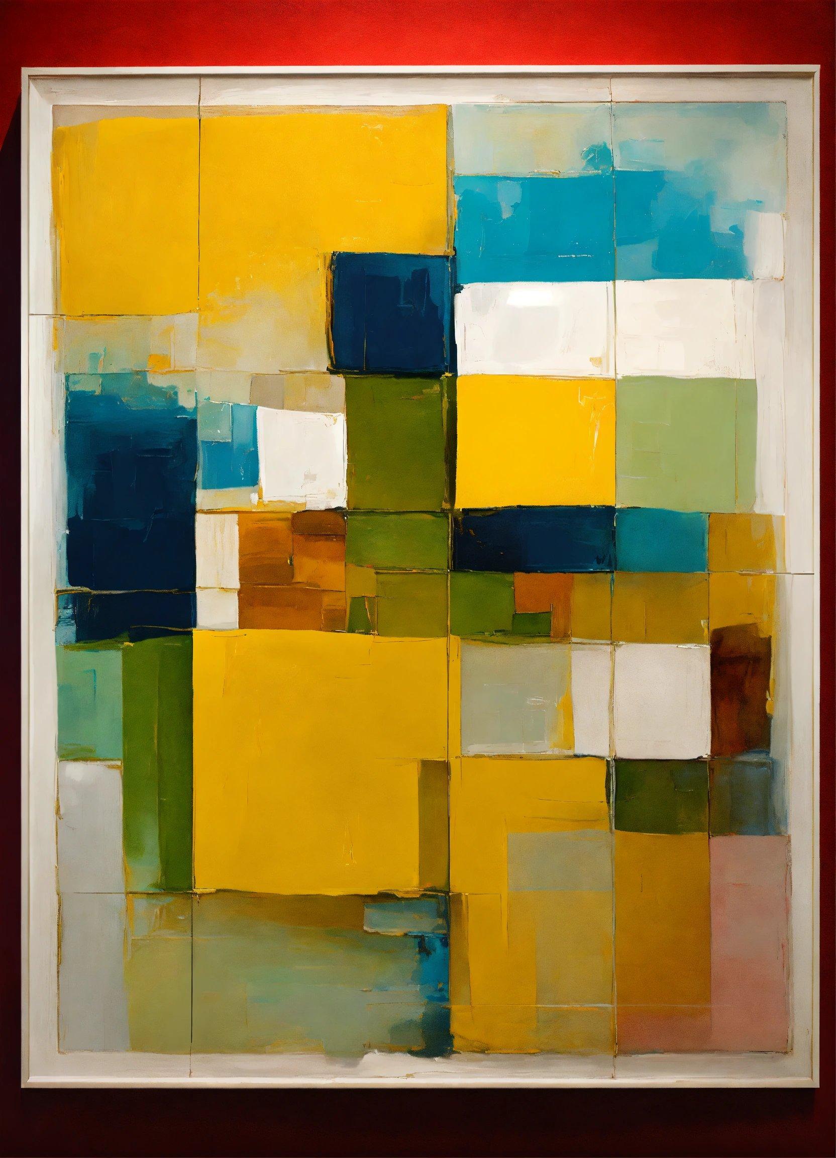 A Painting Of Yellow, Blue, And Green Squares