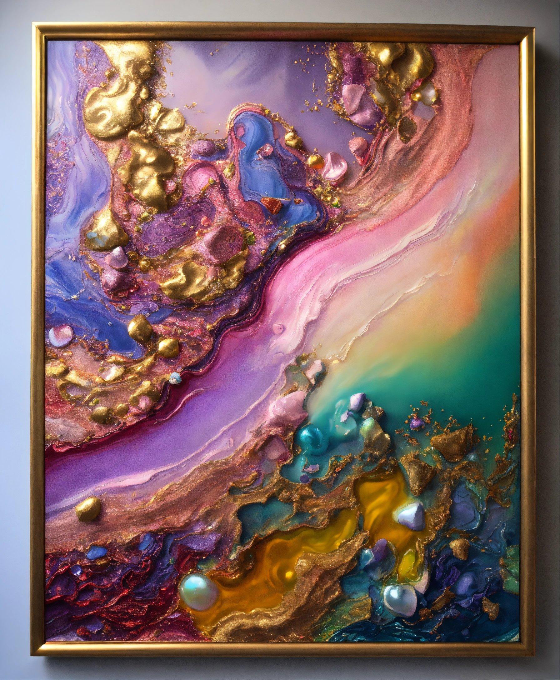 A Painting On A Wall With A Gold Frame