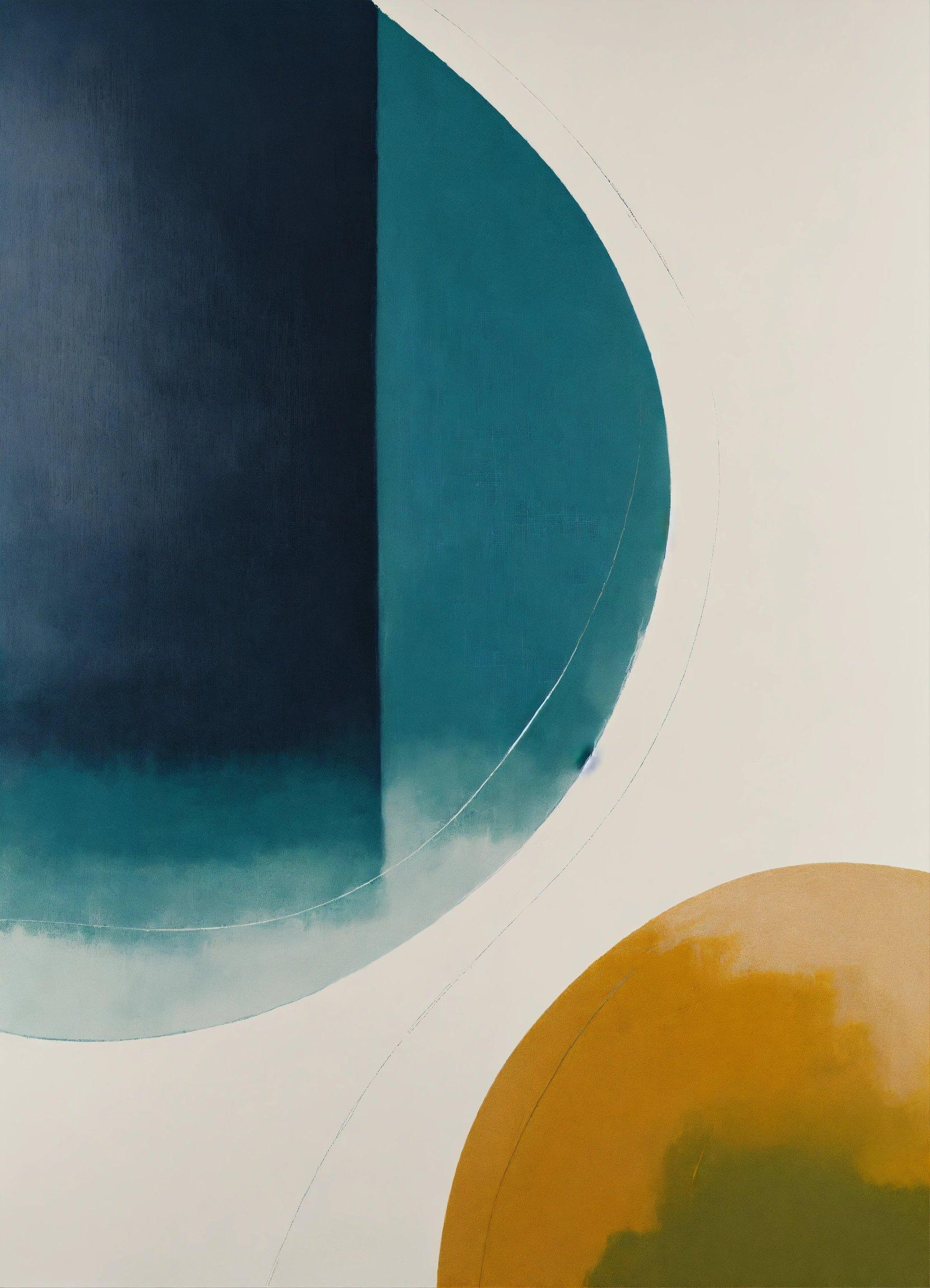 A Painting With A Blue Circle And A Yellow Circle