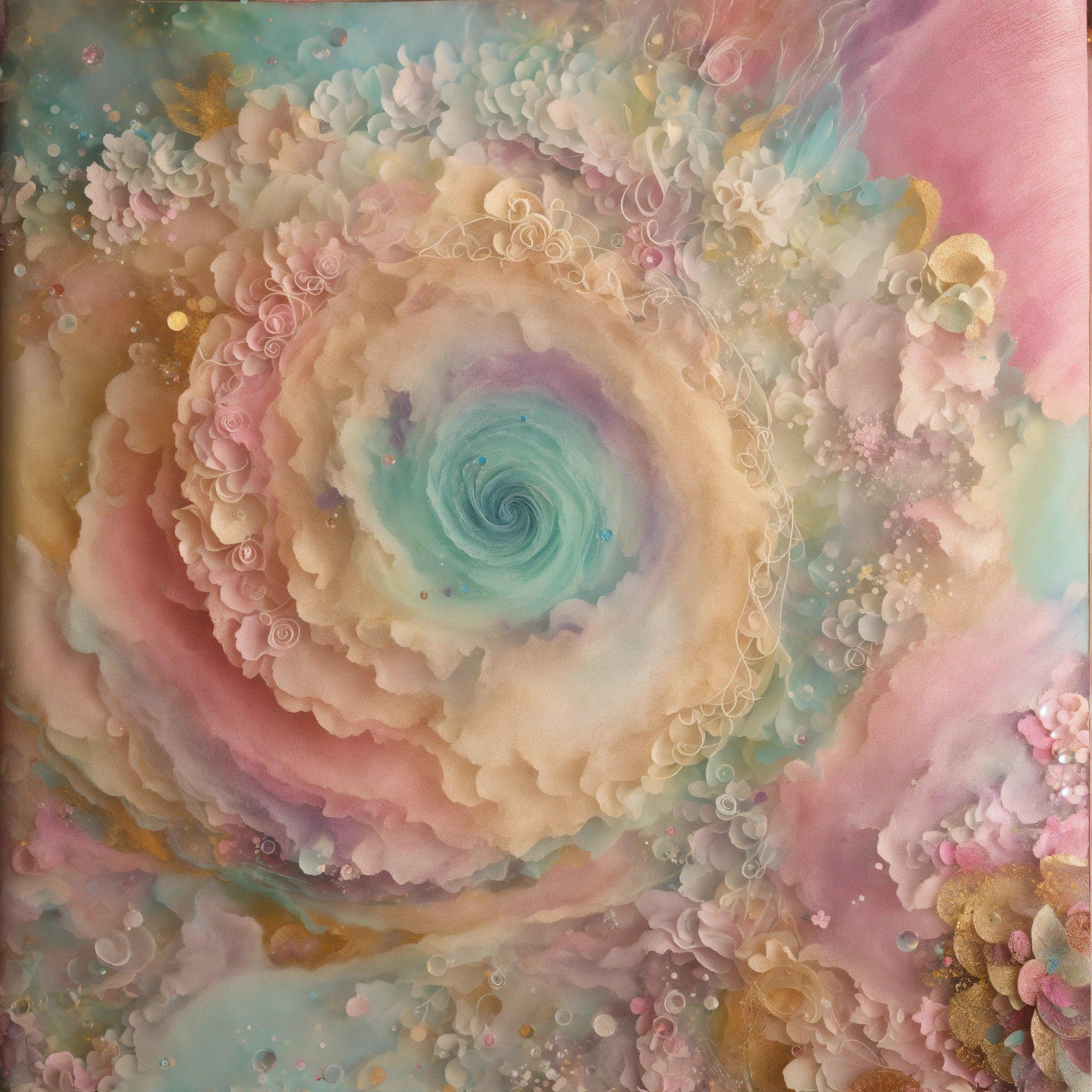 A Painting With A Spiral Design In Pastel Colors