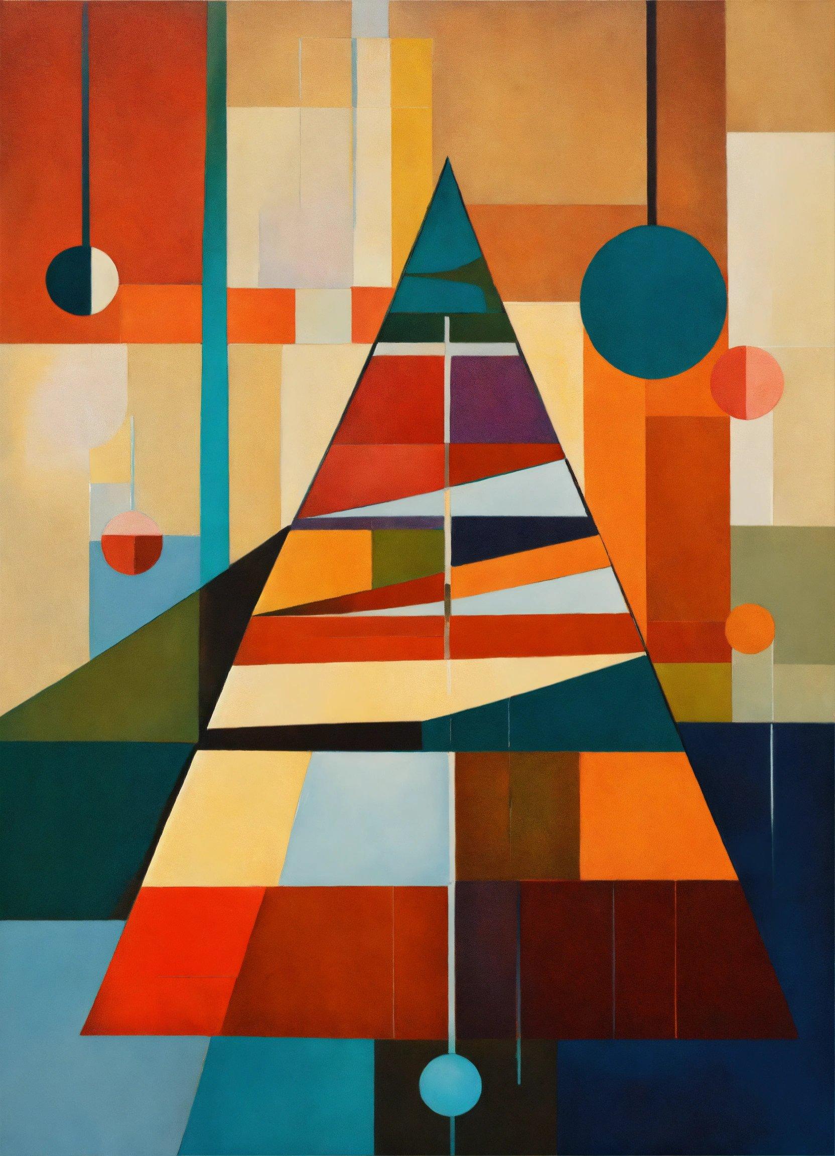 A Painting With A Triangle And Circles On It