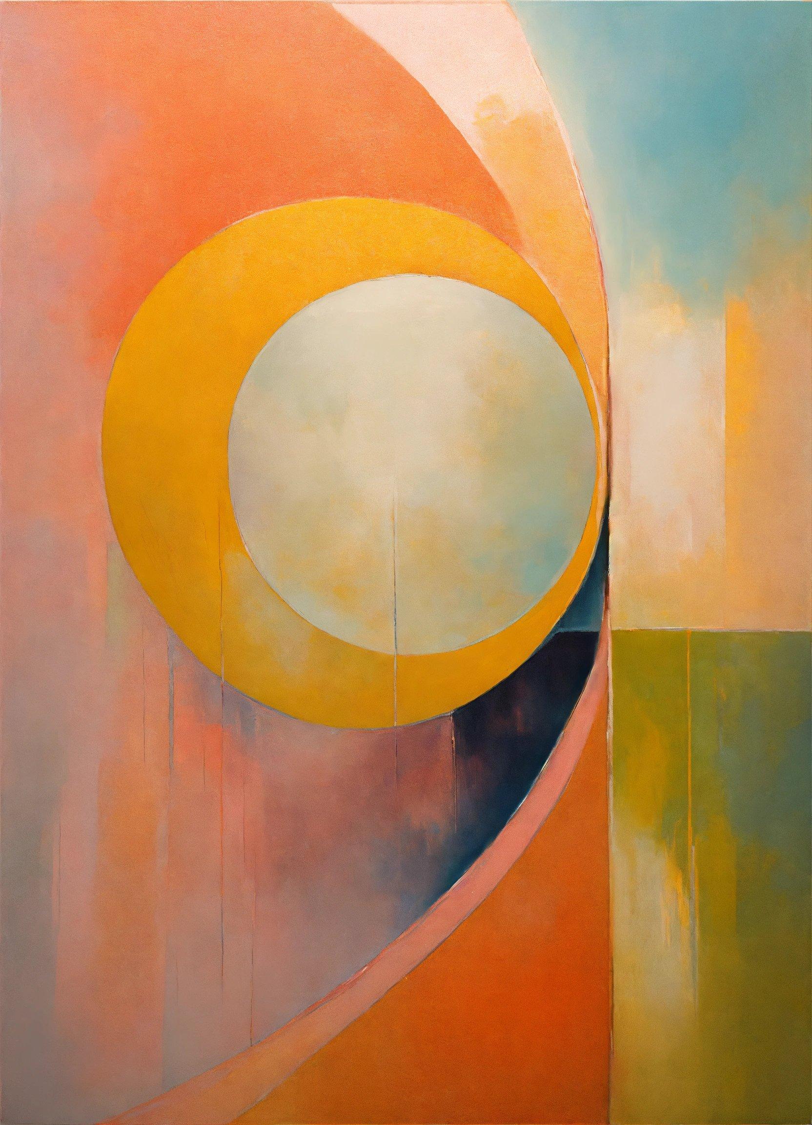 A Painting With A Yellow Circle On It