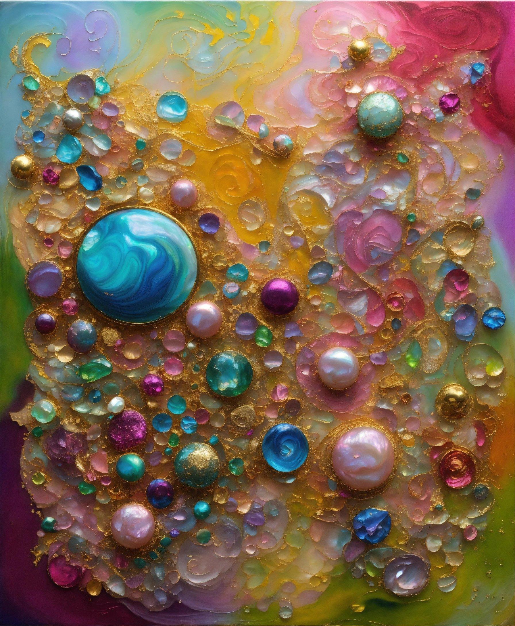 A Painting With Bubbles And Bubbles On It