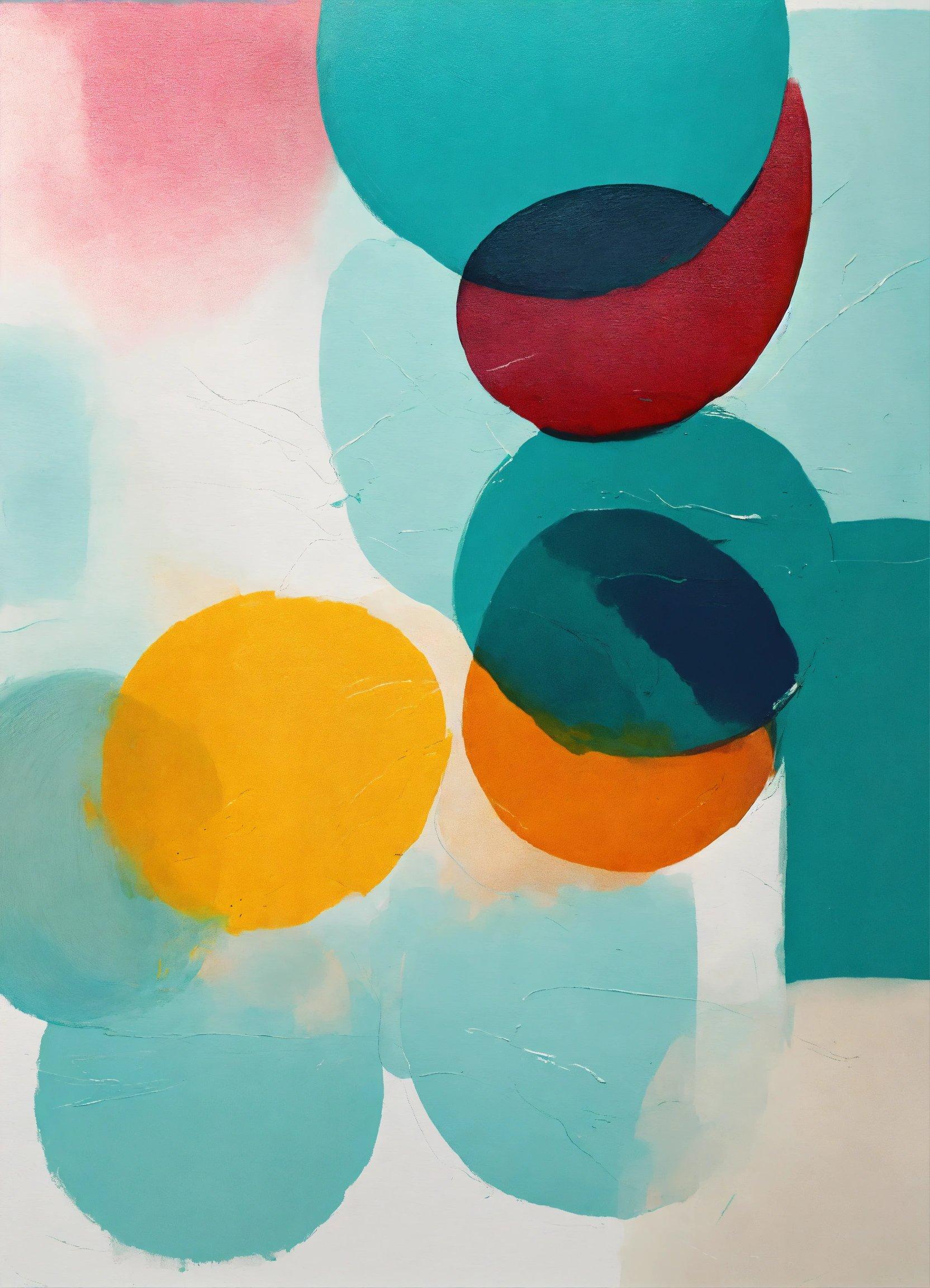 A Painting With Circles And A Blue Background