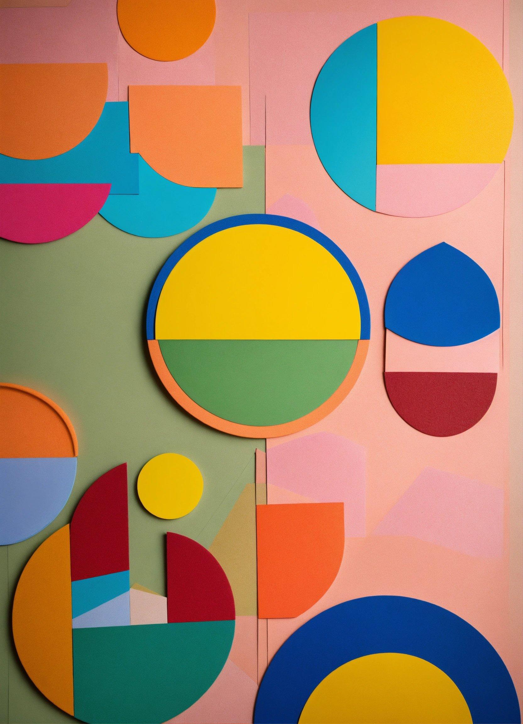 A Painting With Circles And Shapes Painted On It