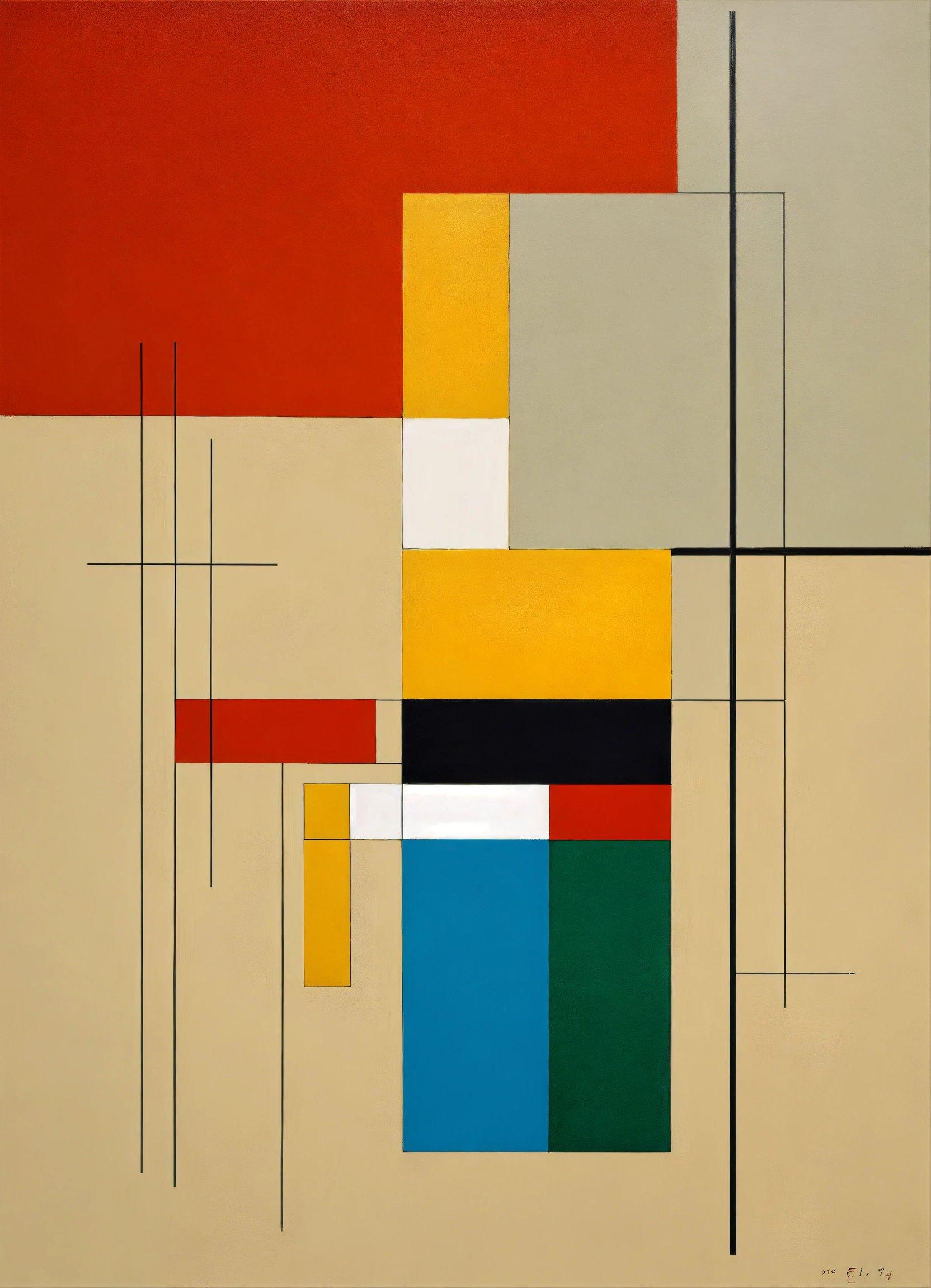 A Painting With Different Colored Squares And Lines