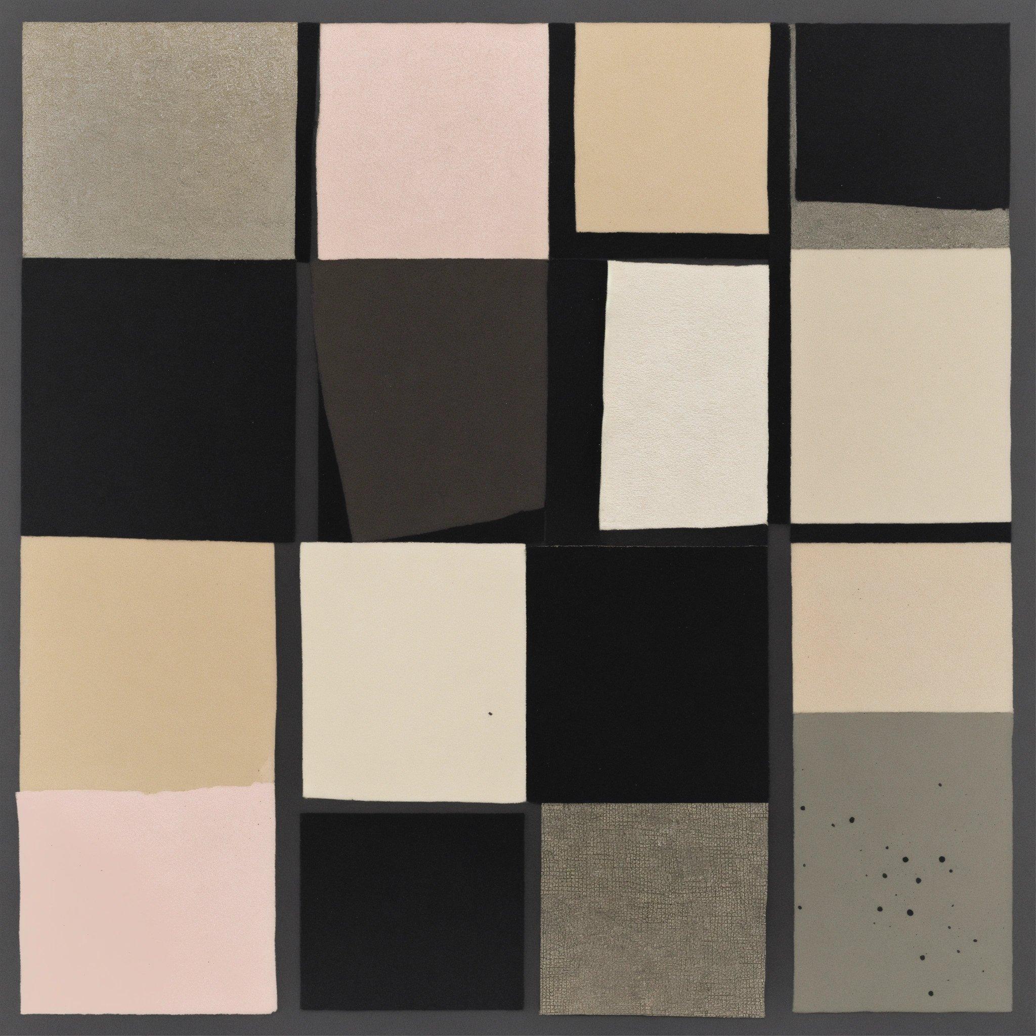 A Painting With Different Shades Of Black, Beige, And White