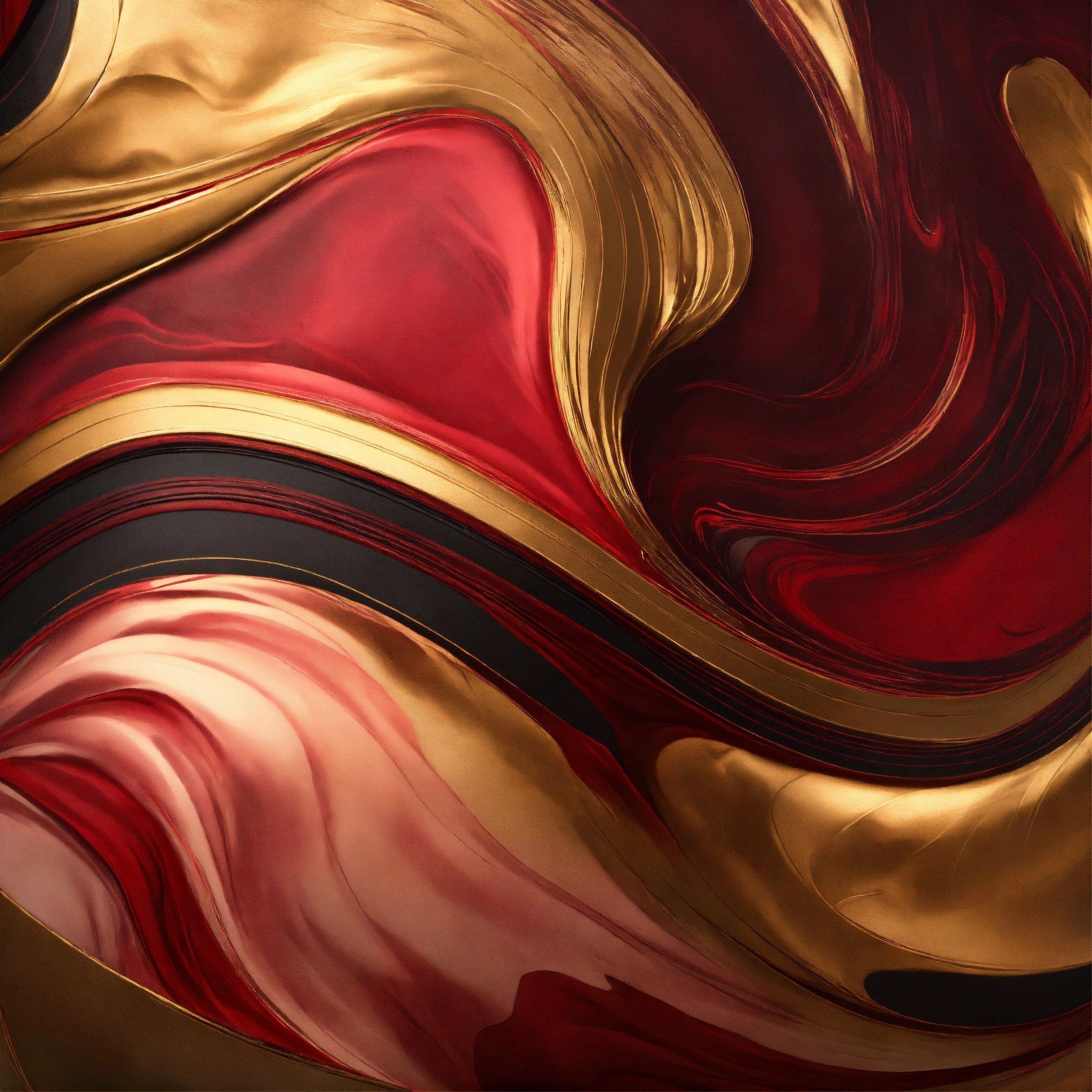 A Painting With Gold And Red Colors