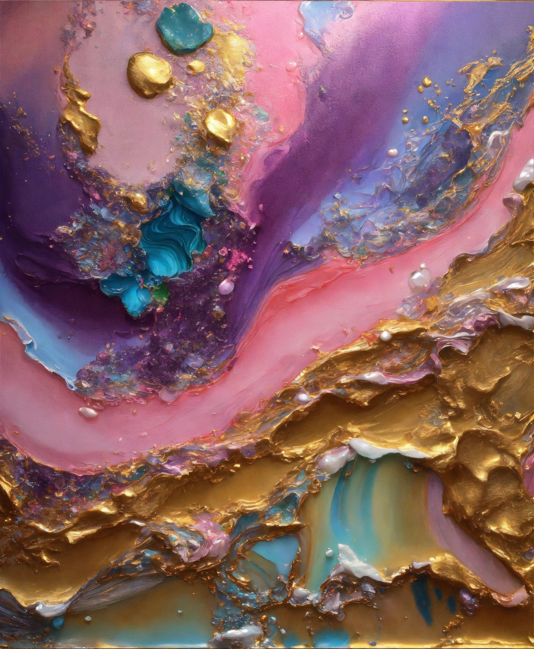 A Painting With Gold, Purple, And Blue Colors