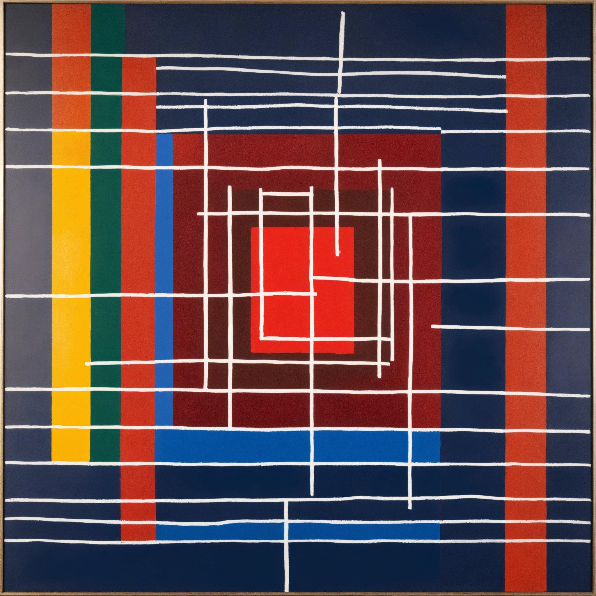 A Painting With Lines And Squares On It